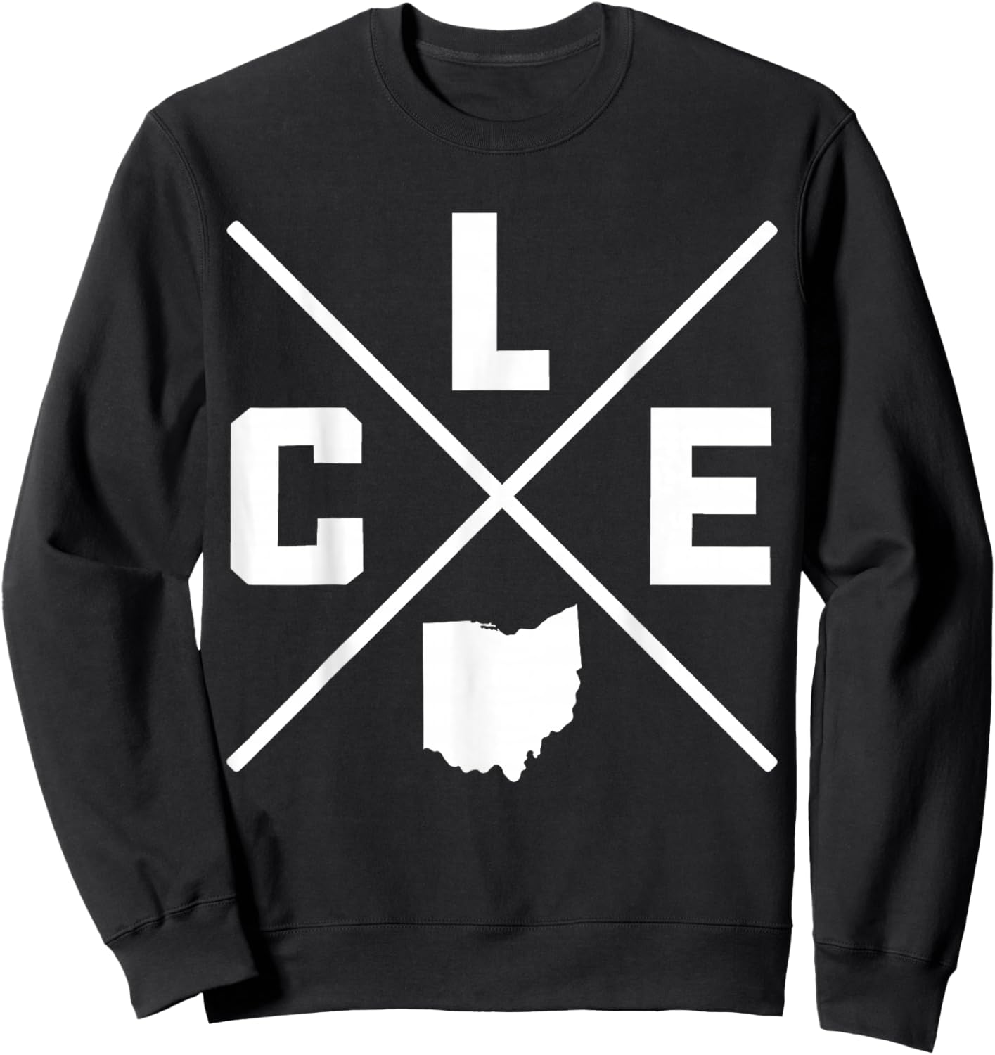 Cleveland Ohio CLE State Map Vintage Pride Sweatshirt - Sweatshirt | Black