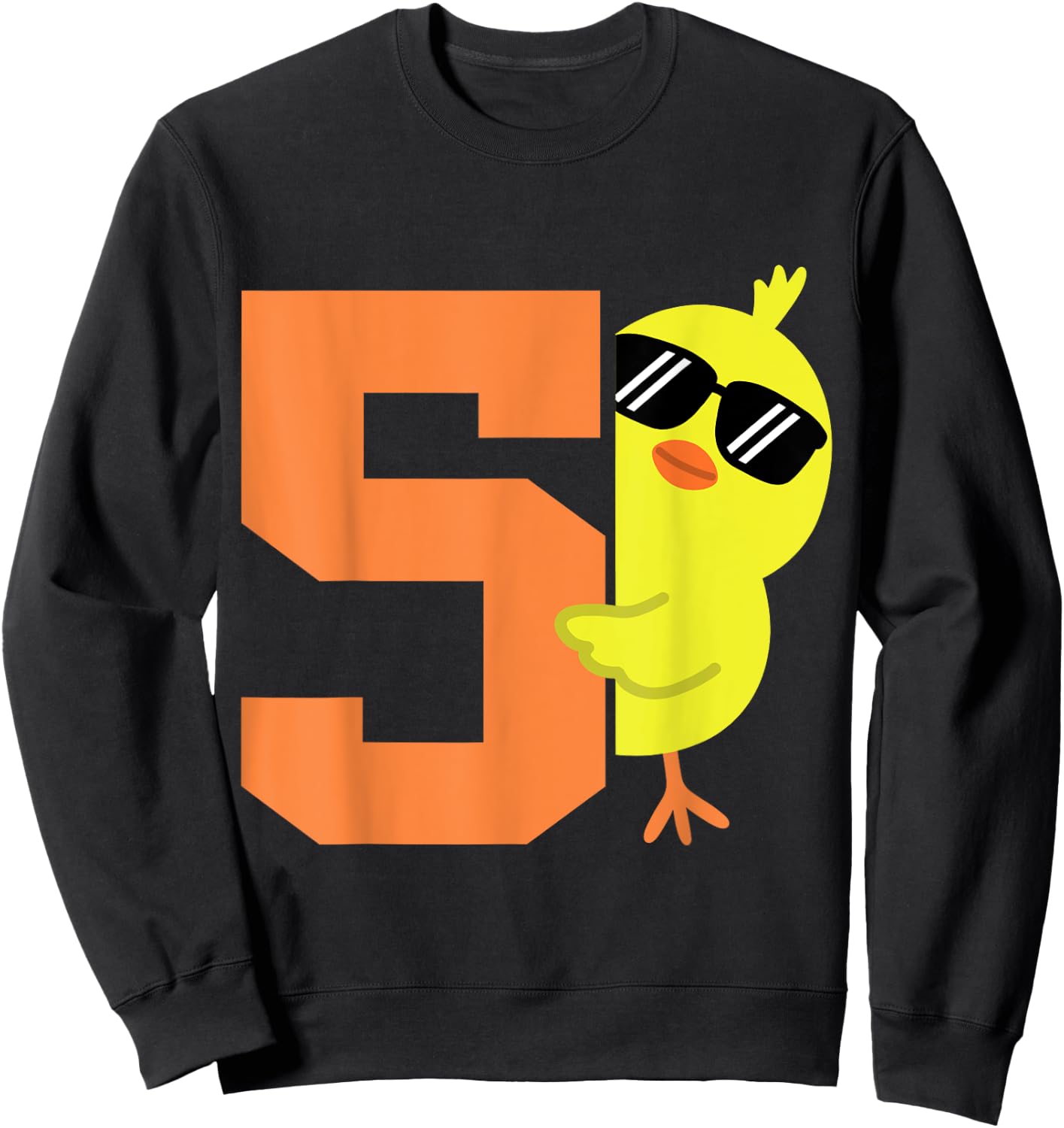 Kids 5th Birthday Chicken Themed Cute 5 Year Old Boys Chick Sweatshirt - Sweatshirt | Black