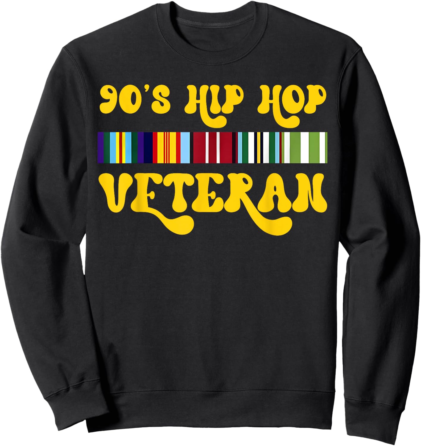 Retro Groovy 90s Hip Hop Music Veteran Vintage Old Army Sweatshirt - Sweatshirt | Black
