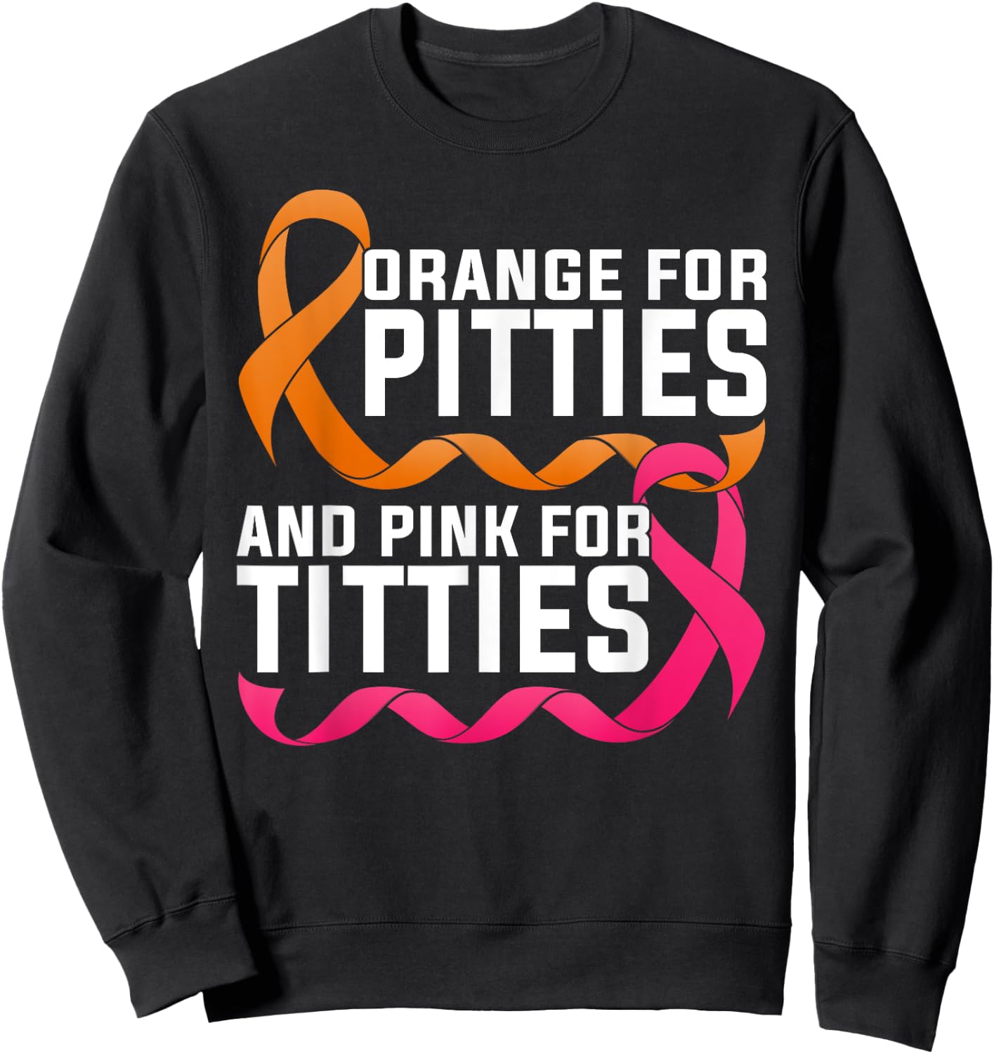 Pitbull And Breast Cancer Awareness Pitties Titties Ribbons Sweatshirt - Sweatshirt | Black