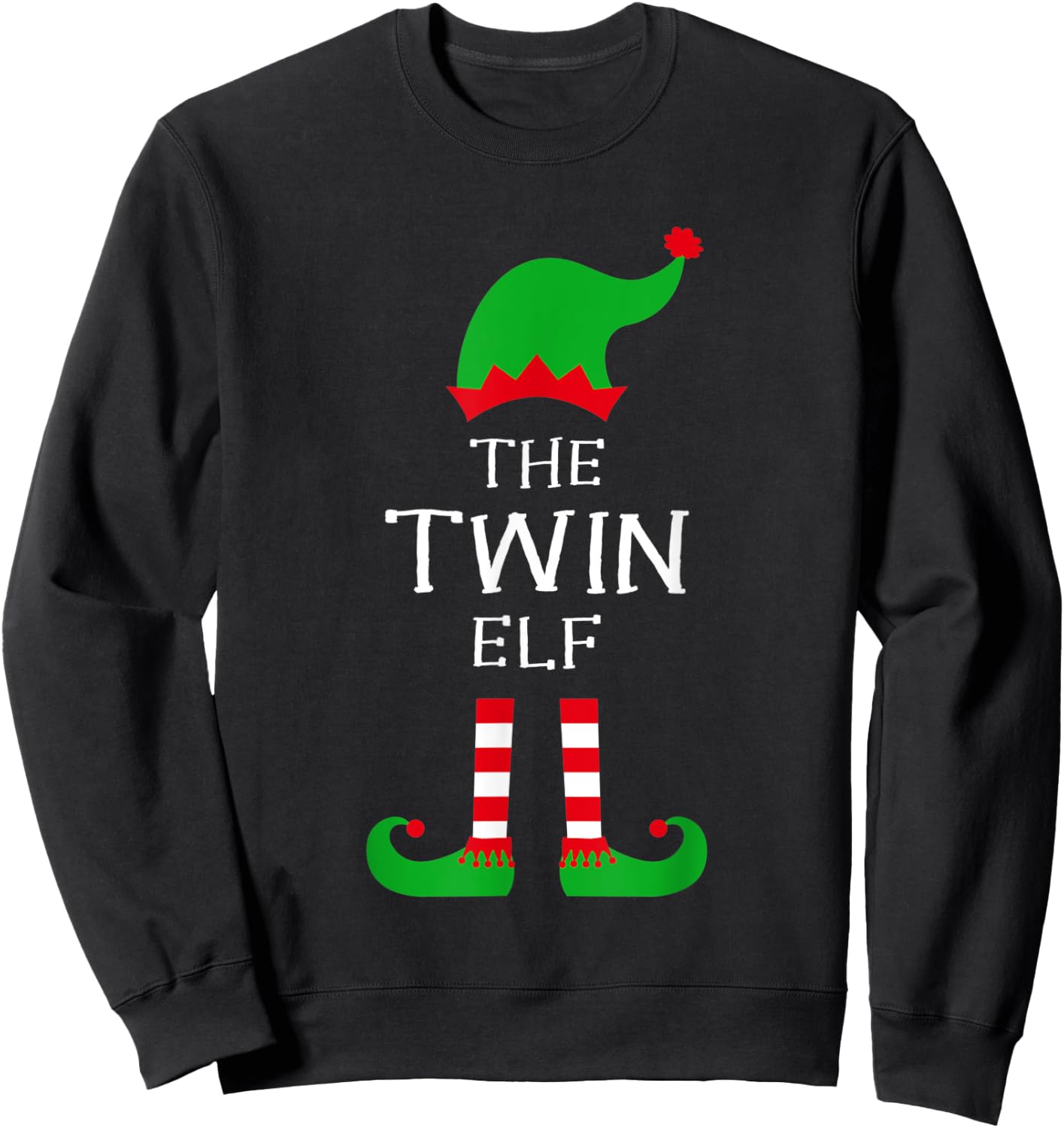 The Twin Elf Matching Family Group Idea Funny Christmas Sweatshirt - Sweatshirt | Black