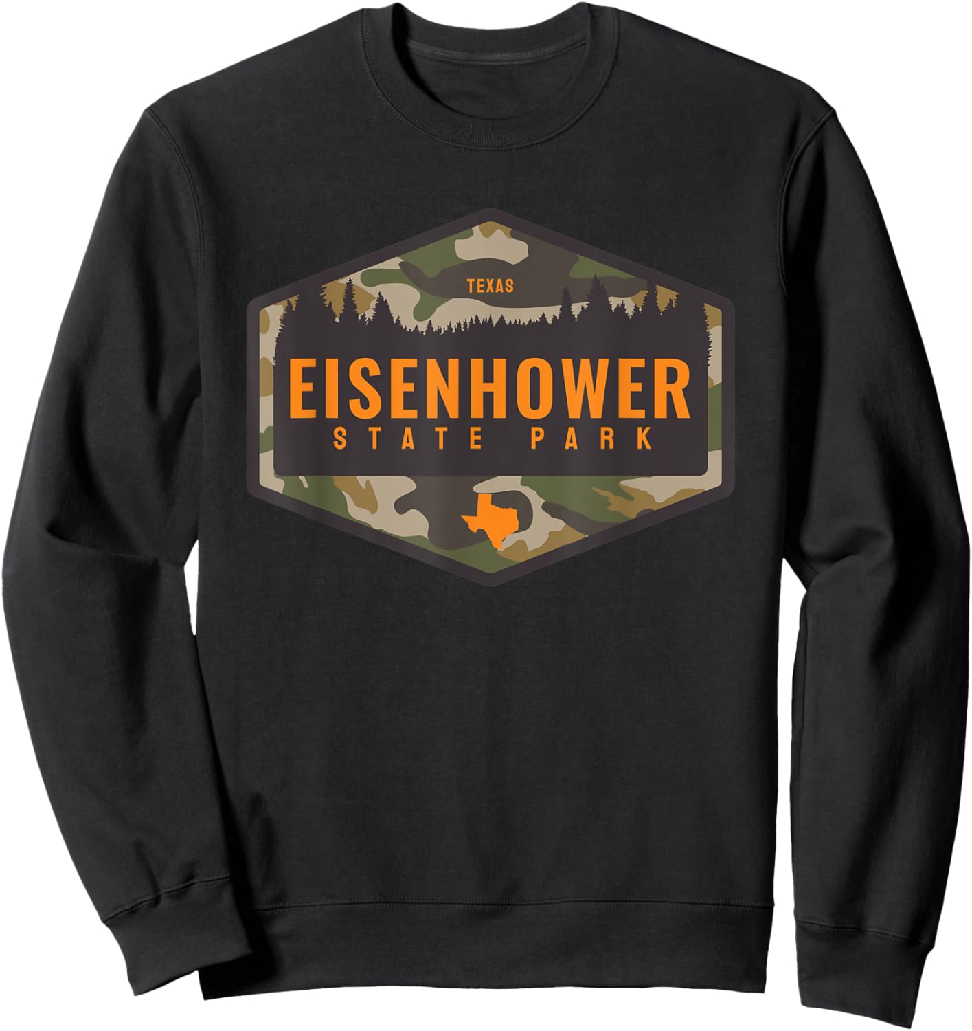Eisenhower State Park Texas TX Camouflage Souvenir Sweatshirt - Sweatshirt | Black