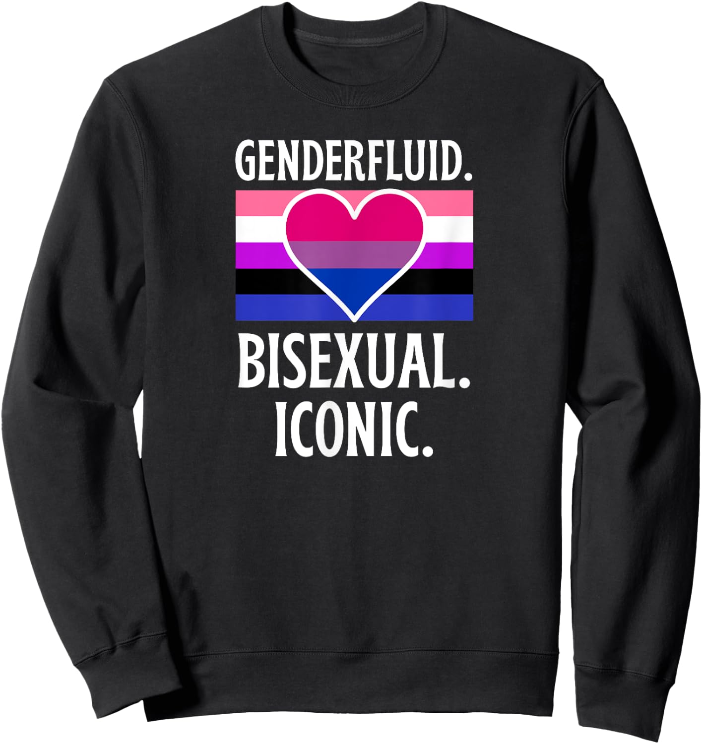 Genderfluid Bisexual Iconic Pride Flag Genderqueer Queer Sweatshirt - Sweatshirt | Black