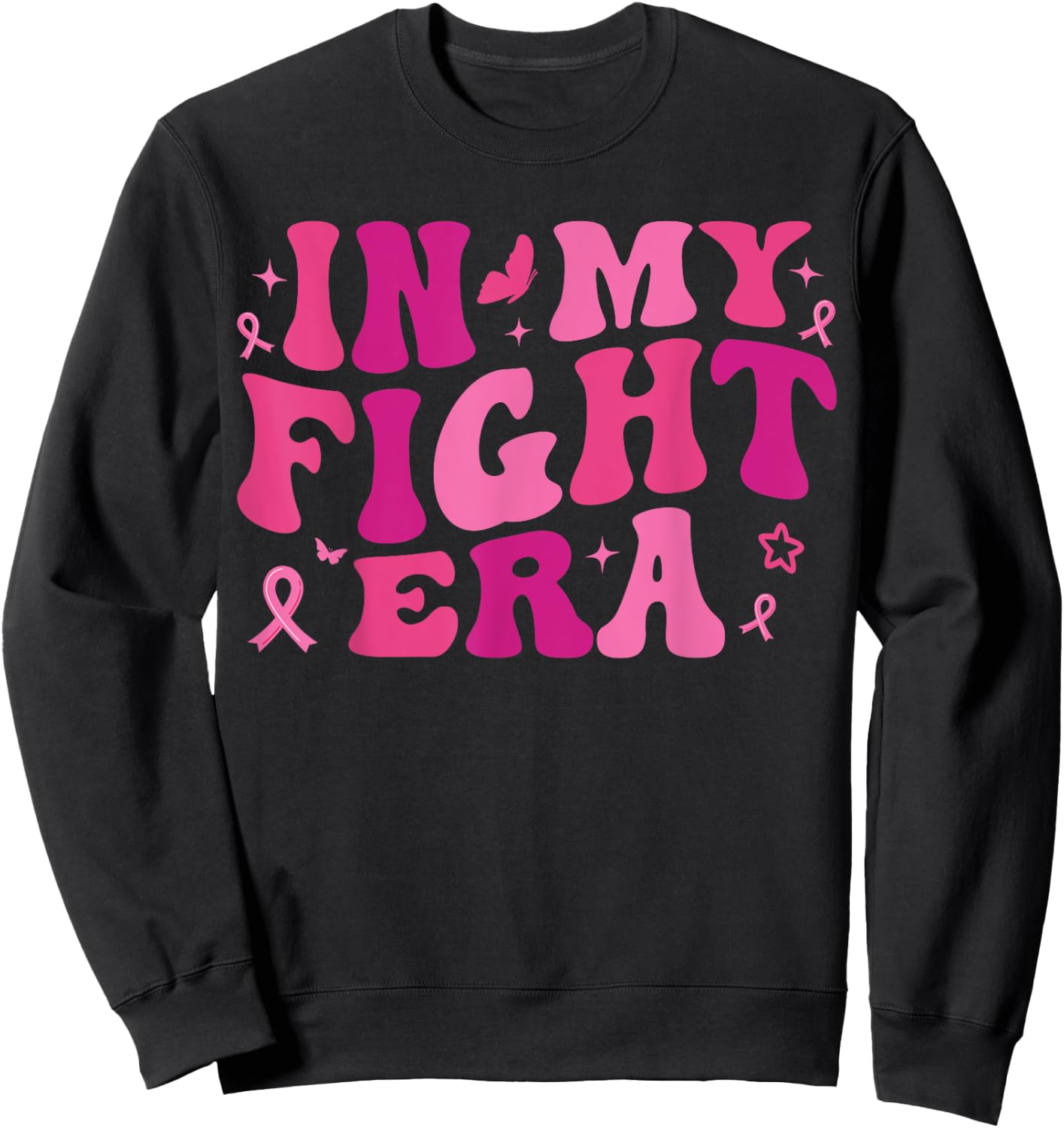 Breast Cancer Warrior Pink Ribbon Sweatshirt - Sweatshirt | Black