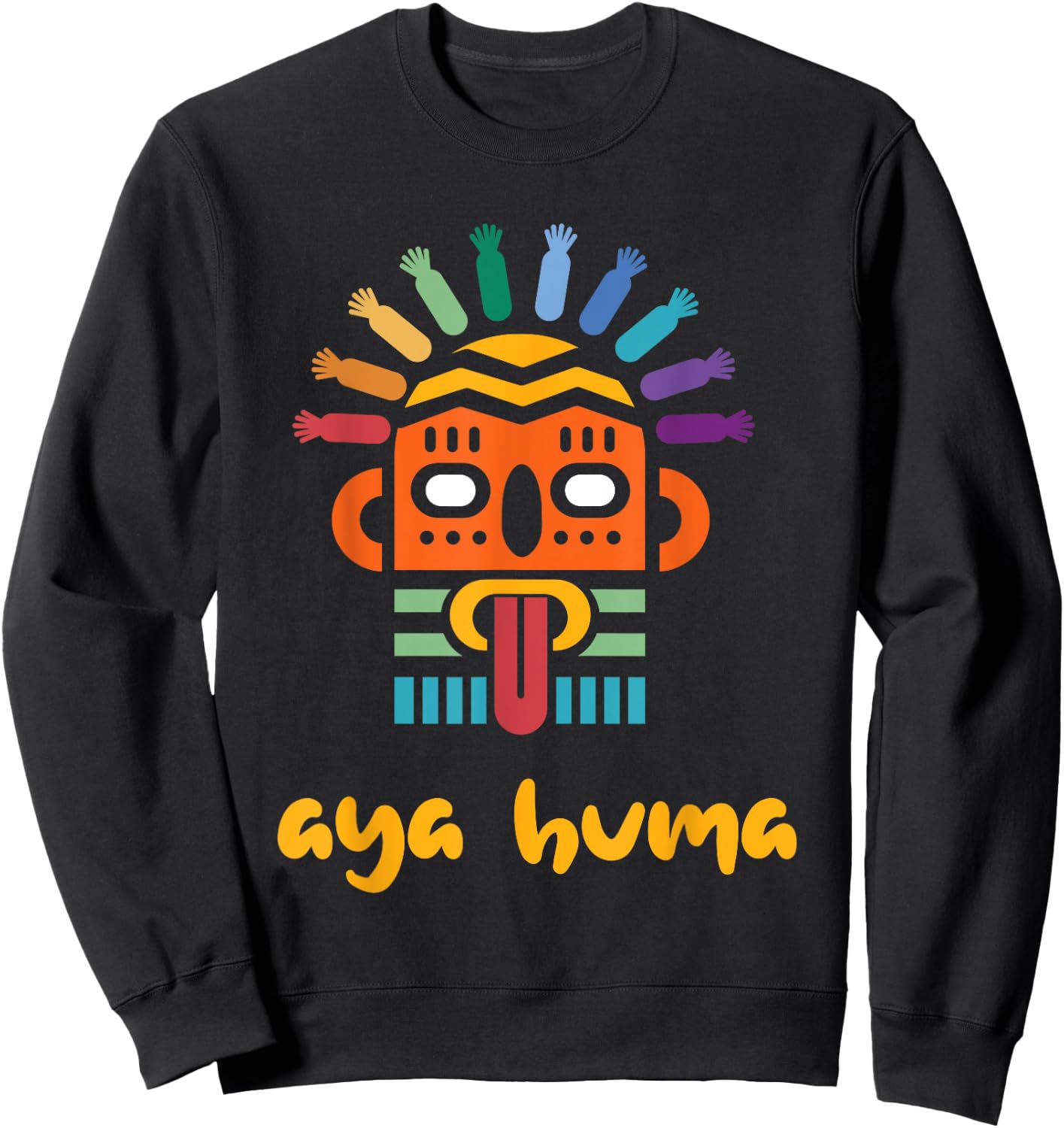 Aya Huma Festival Mask Spirit Head Two Faces Inti Raimy Sweatshirt - Sweatshirt | Black