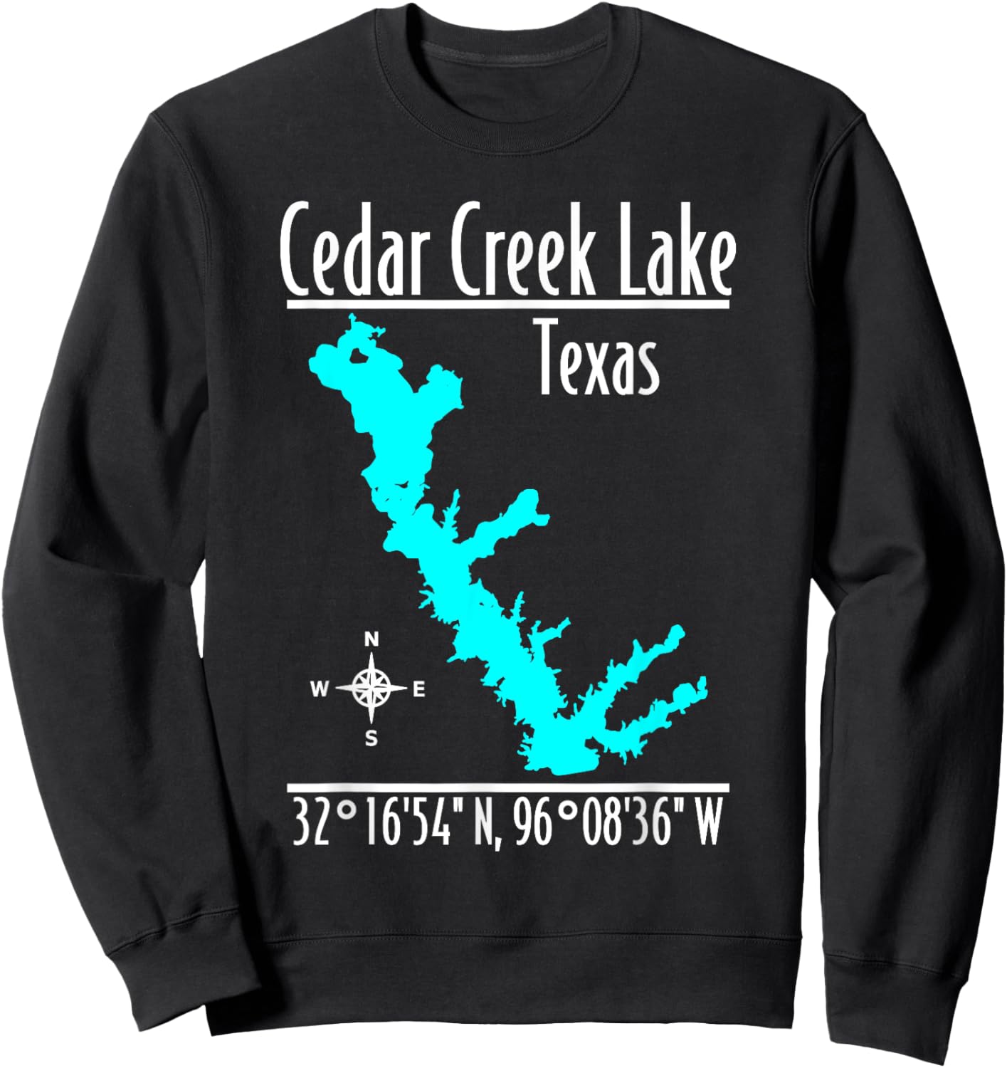 Modern Cedar Creek Lake - Texas Sweatshirt - Sweatshirt | Black