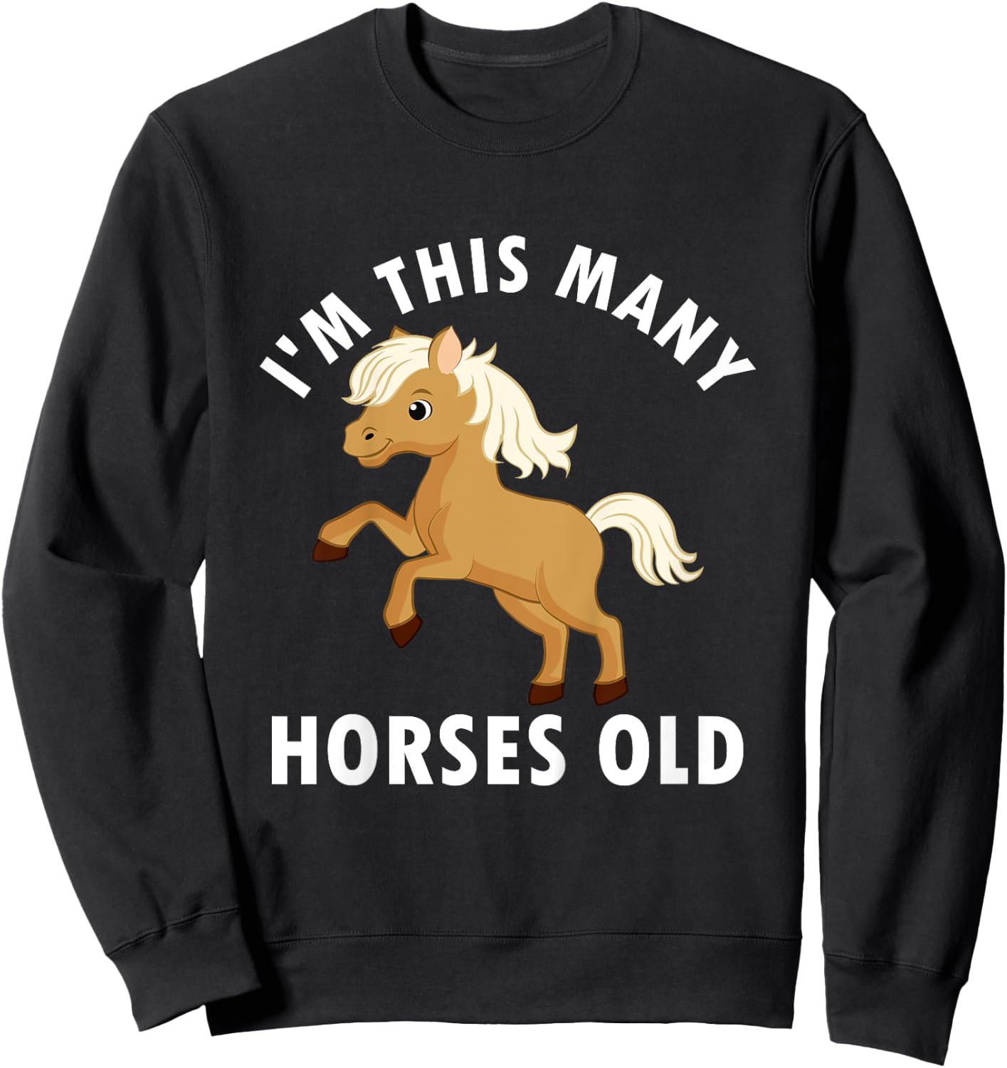 Kids 1 Year Old Girl Horses Old 1st Birthday Sweatshirt - Sweatshirt | Black