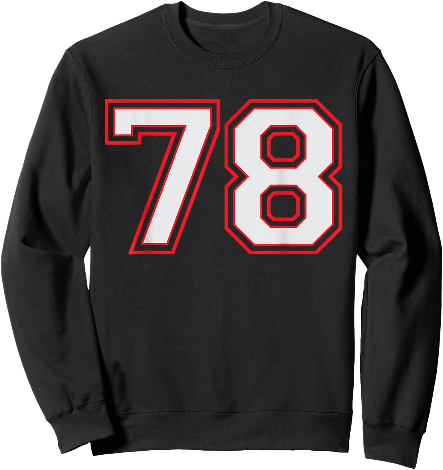 Red Number 78 Sports Player Jersey Fun Game Winner #78 Lucky Sweatshirt - Sweatshirt | Black