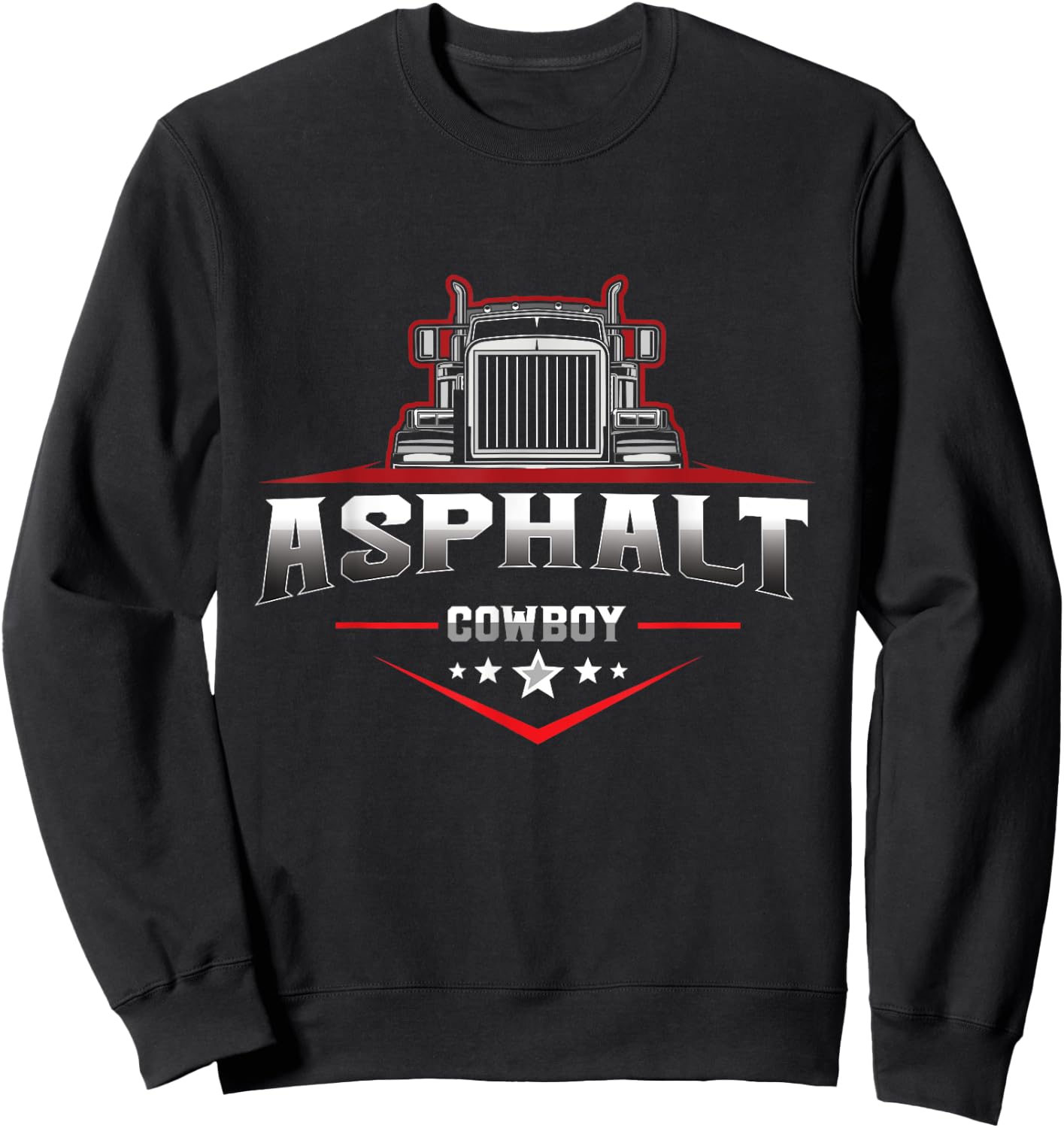 Asphalt Cowboy Trucker Truck Driver Highway 18 Wheeler Road Sweatshirt - Sweatshirt | Black