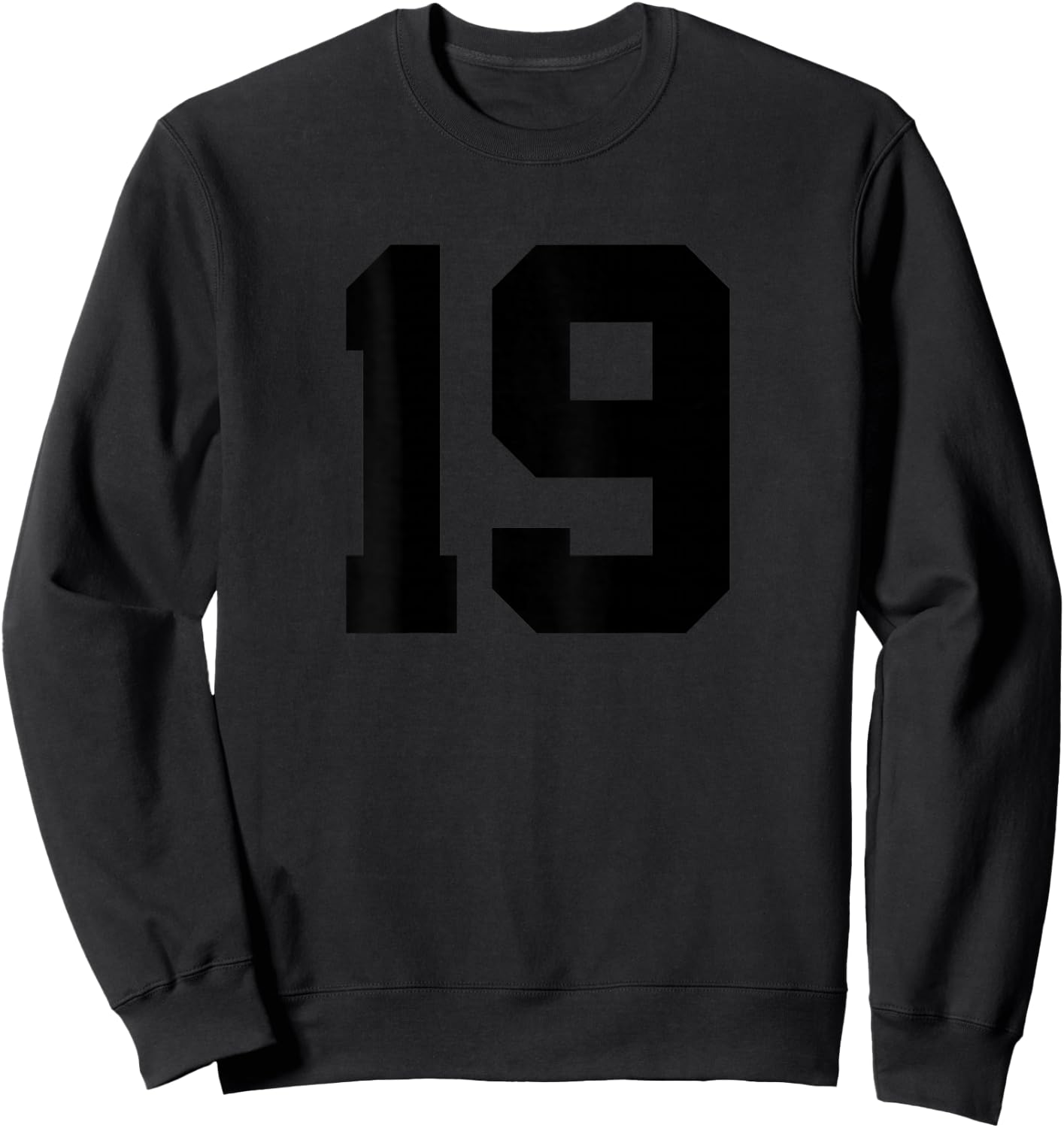 Number 19 (on Back) Sports Team Jersey Number Sweatshirt - Sweatshirt | Black