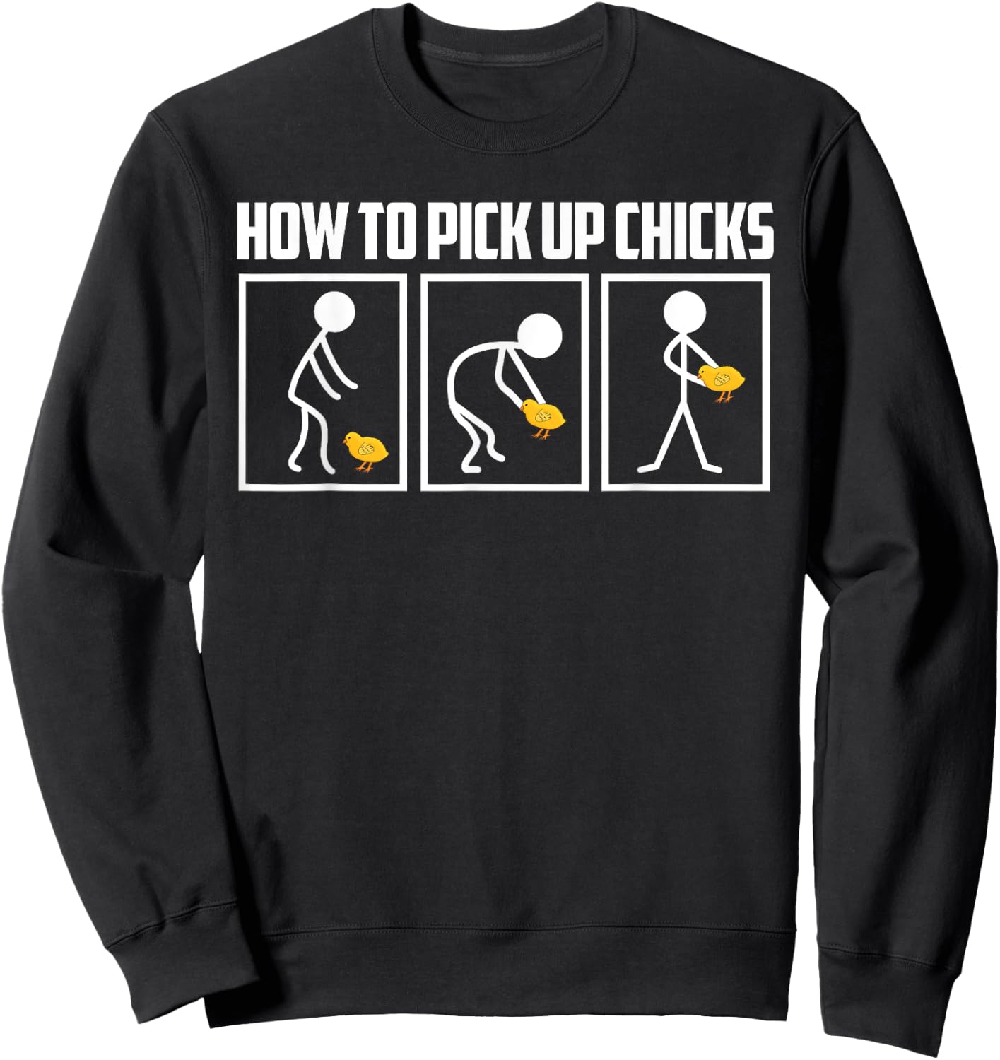 Sparta Buy Men's Funny Geek Humour How to Pick Up Chicks Sweatshirt - Sweatshirt | Black