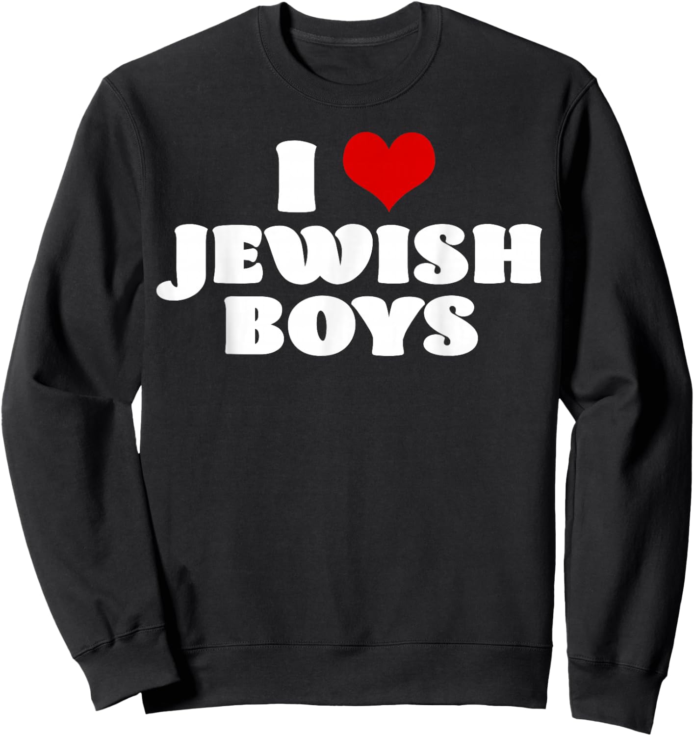 I Love Jewish Boys Red Heart Hanukkah Sweatshirt - Sweatshirt | Black