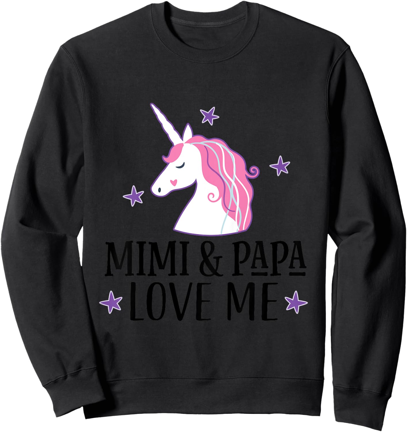 Mimi and Papa Love Me Granddaughter Unicorn Sweatshirt - Sweatshirt | Black
