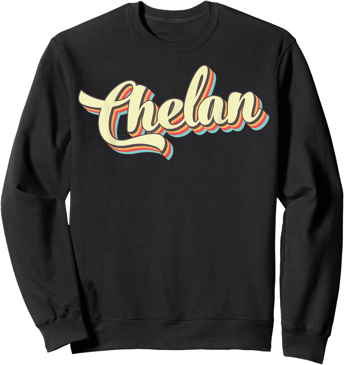 Chelan Retro Art Baseball Font Vintage Sweatshirt - Sweatshirt | Black