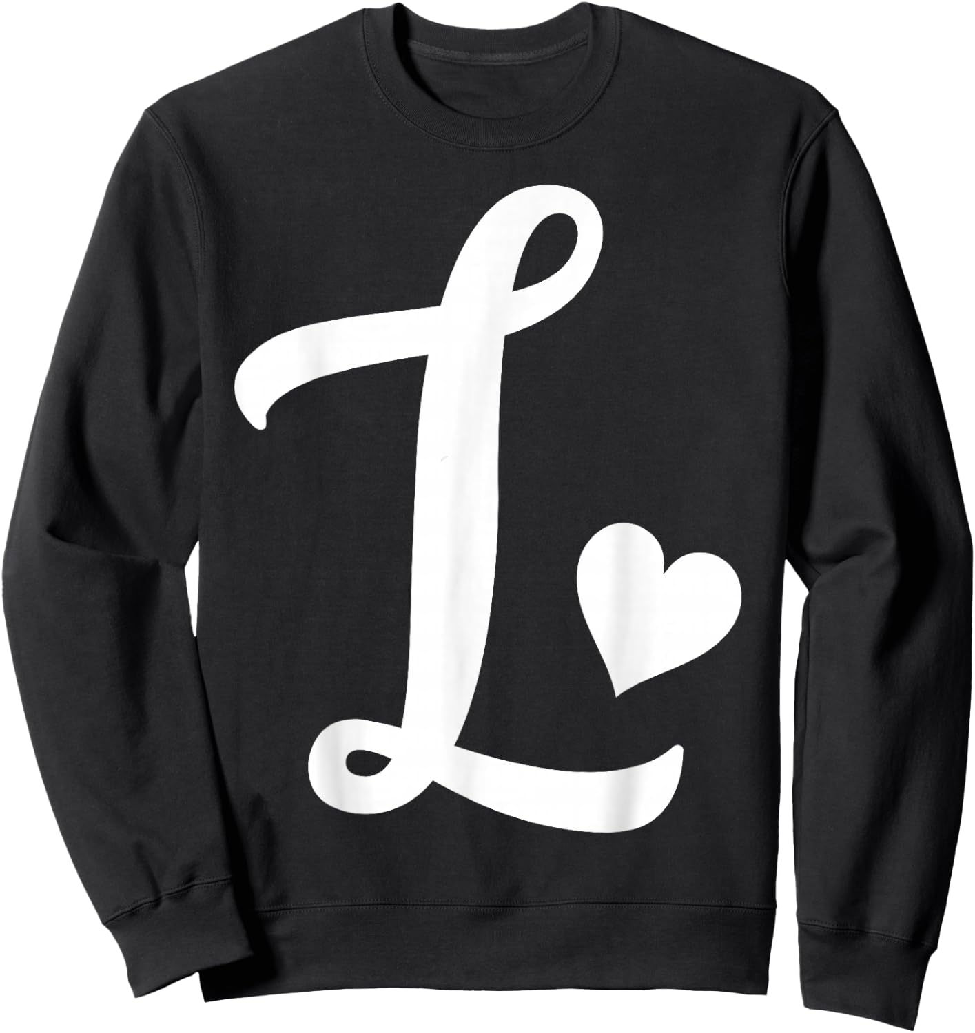 white letter L monogram initial minimalist heart graphic Sweatshirt - Sweatshirt | Black