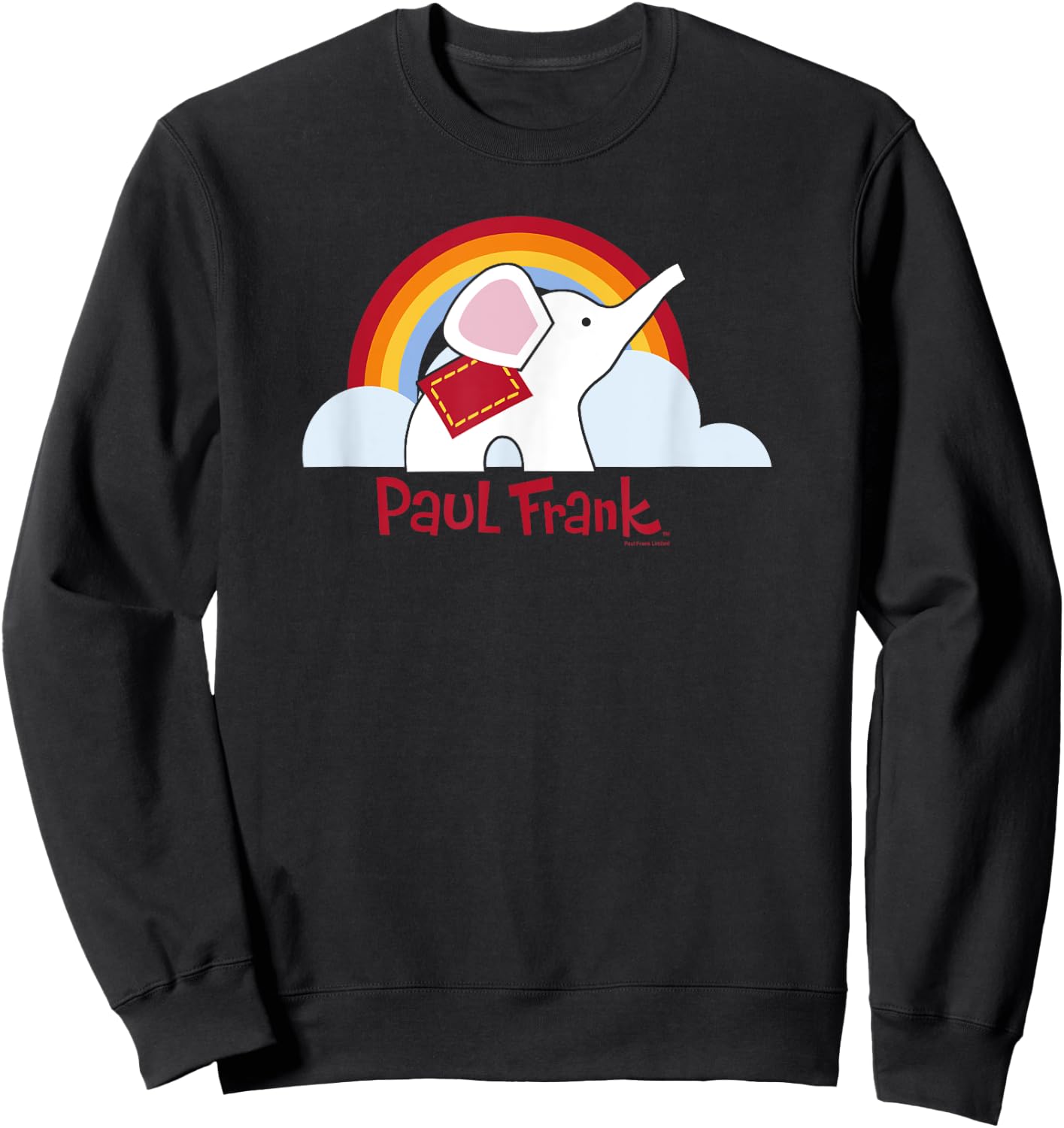 Paul Frank Ellie The Elephant Rainbow And Cloads Poster Sweatshirt - Sweatshirt | Black