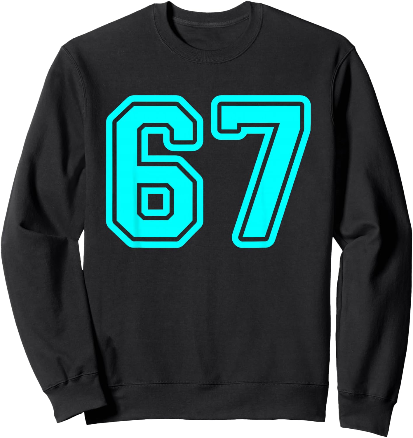 Cyan Sports Team Number #67 Sweatshirt - Sweatshirt | Black
