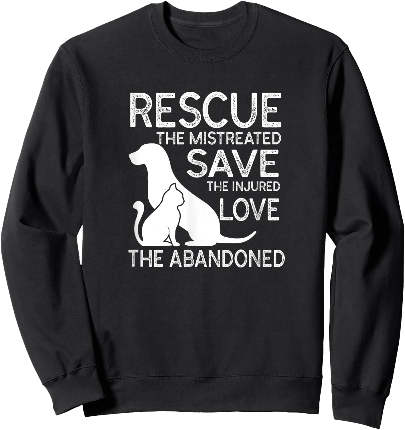 Rescue Save Love Pet Animal Vintage Volunapparelr Sweatshirt - Sweatshirt | Black