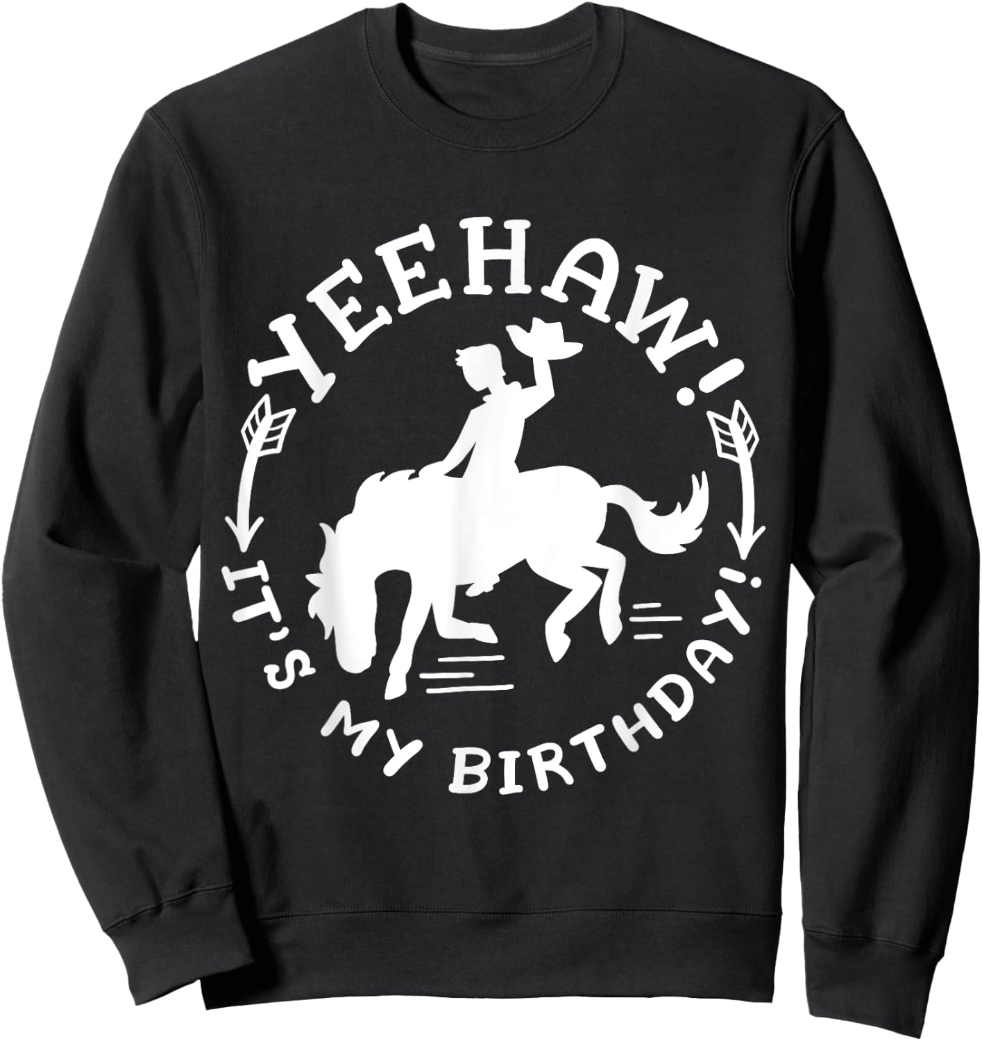 Yeehaw It's My Birthday Funny Western Rodeo Party Kids Sweatshirt - Sweatshirt | Black