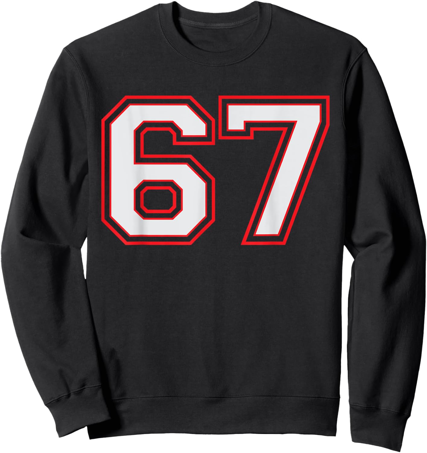 Red Number 67 Sports Player Jersey Fun Game Winner #67 Lucky Sweatshirt - Sweatshirt | Black