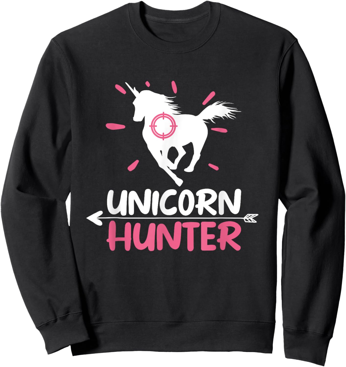 Funny Lazy Halloween Costume Fairy Rainbow Unicorn Hunter Sweatshirt - Sweatshirt | Black