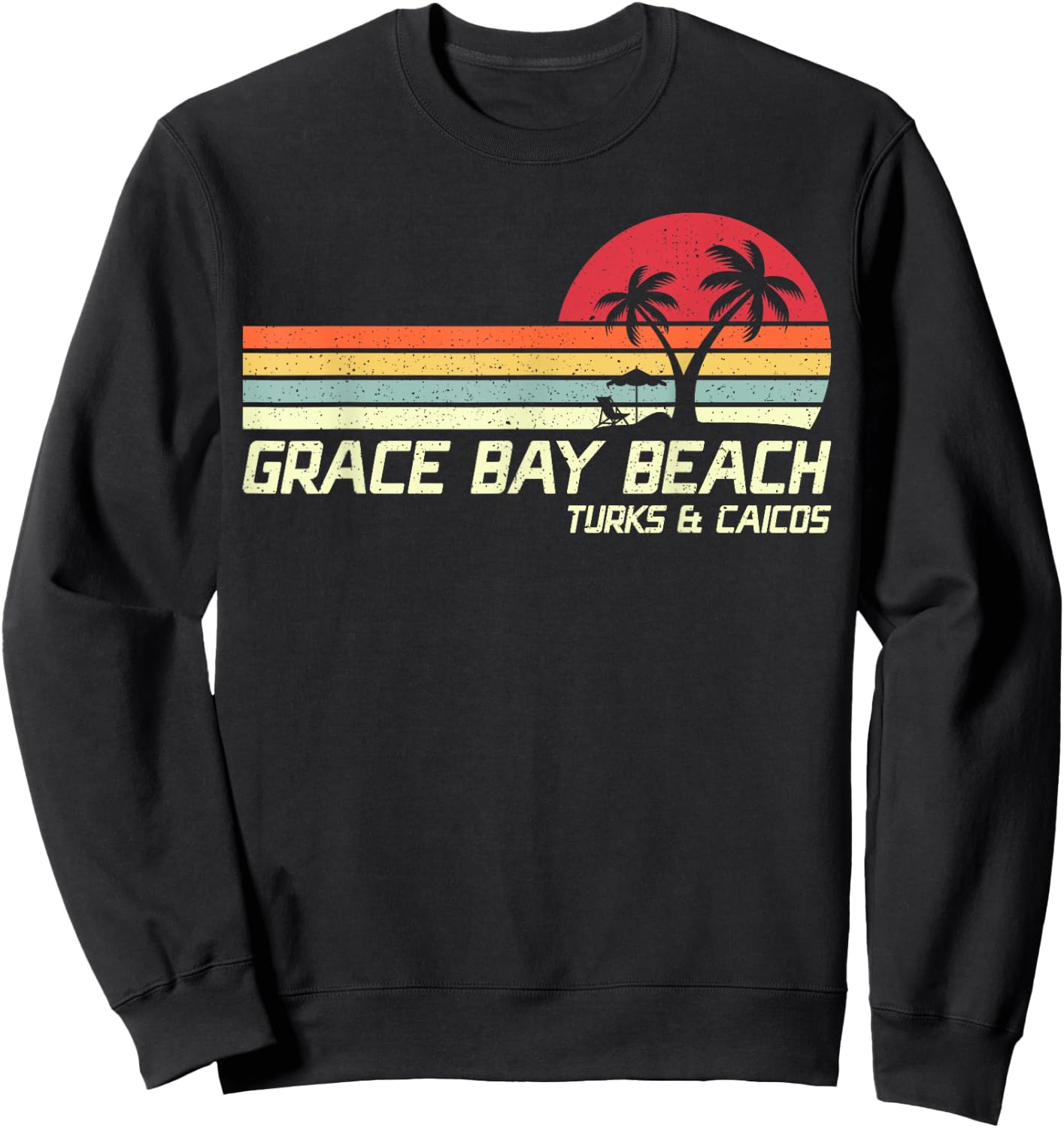 Summer Vacation Vintage Turks And Caicos Grace Bay Beach Women Kids Sweatshirt - Sweatshirt | Black