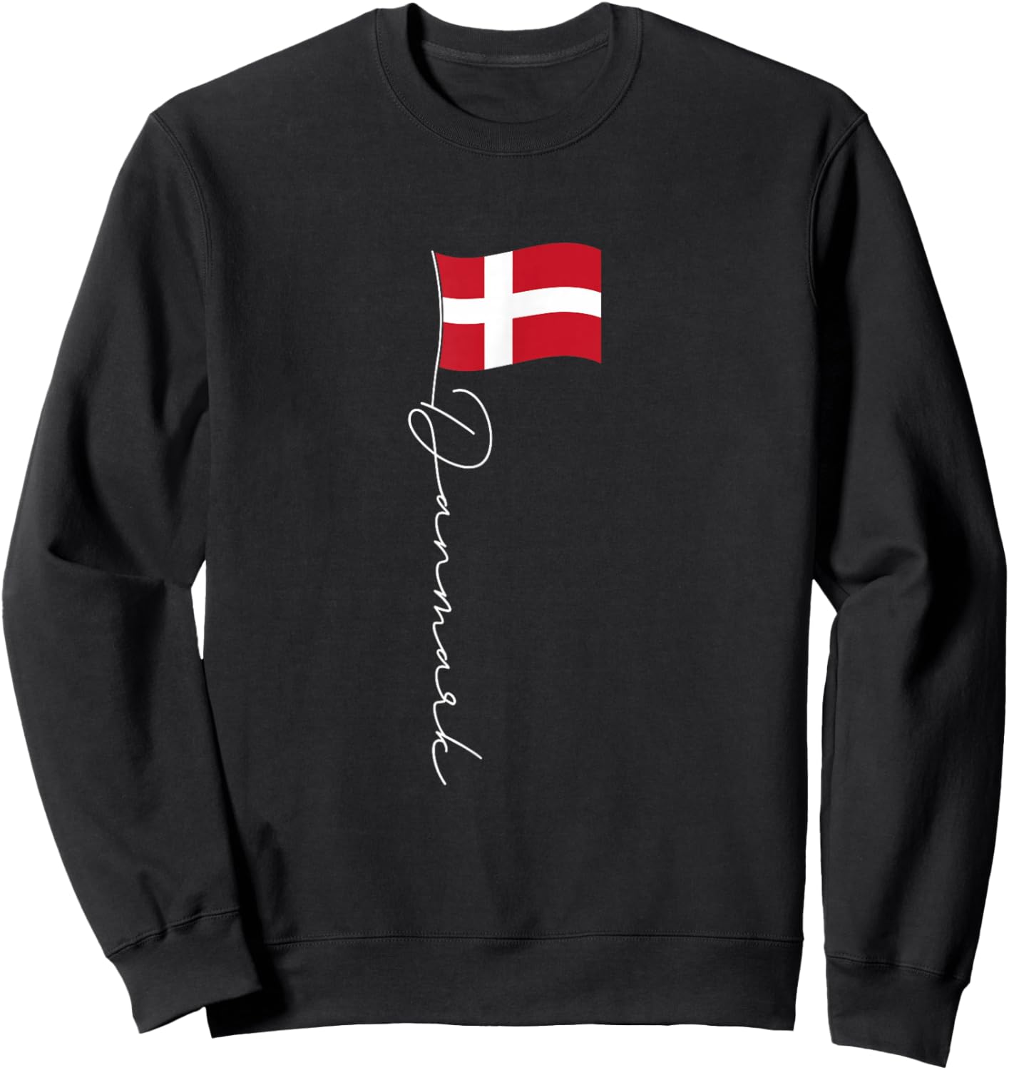 Family Heritage Gifts Denmark Signature Flag Pole - Elegant Patriotic Danish Flag Sweatshirt - Sweatshirt | Black