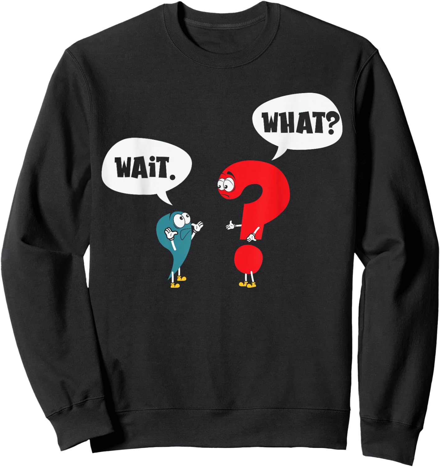Wait. What? Grammar Pun Punctuation Joke English Teacher Men Women Girls Kids Sweatshirt - Sweatshirt | Black