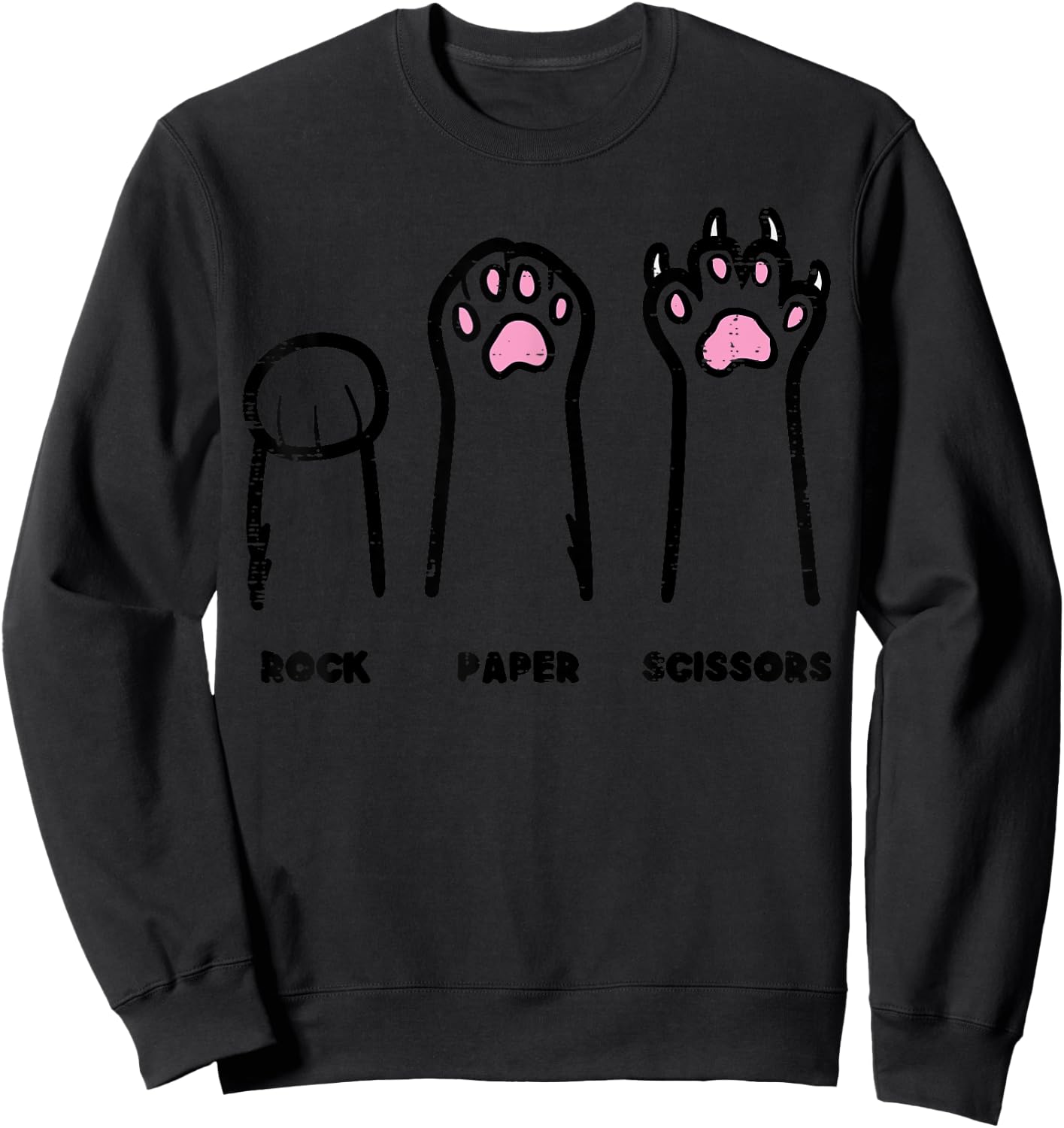 Rock Paper Scissors Cat Paws Funny Boys Girls Kids Toddler Sweatshirt - Sweatshirt | Black