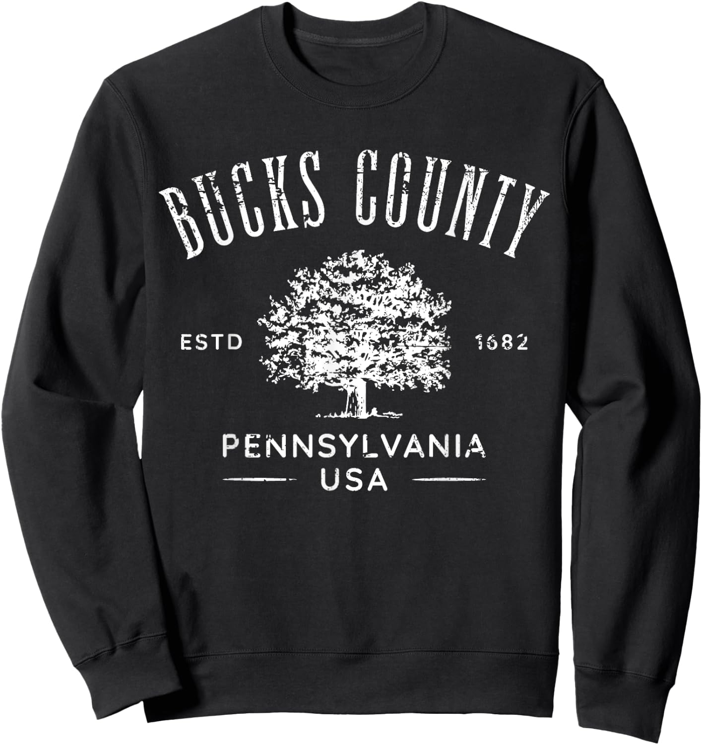 Bucks County PA Vintage Distressed Design Souvenir Sweatshirt - Sweatshirt | Black