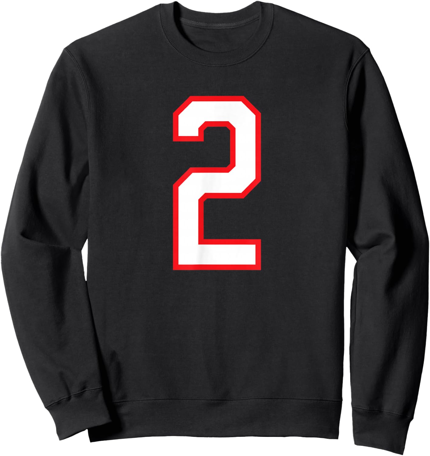Number #2 White Red Plain Number Sweatshirt - Sweatshirt | Black