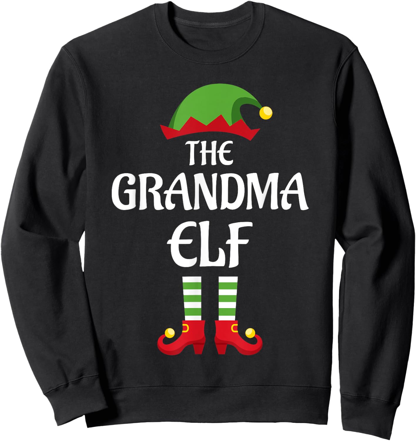 Grandma Elf Family Matching Group Christmas Sweatshirt - Sweatshirt | Black