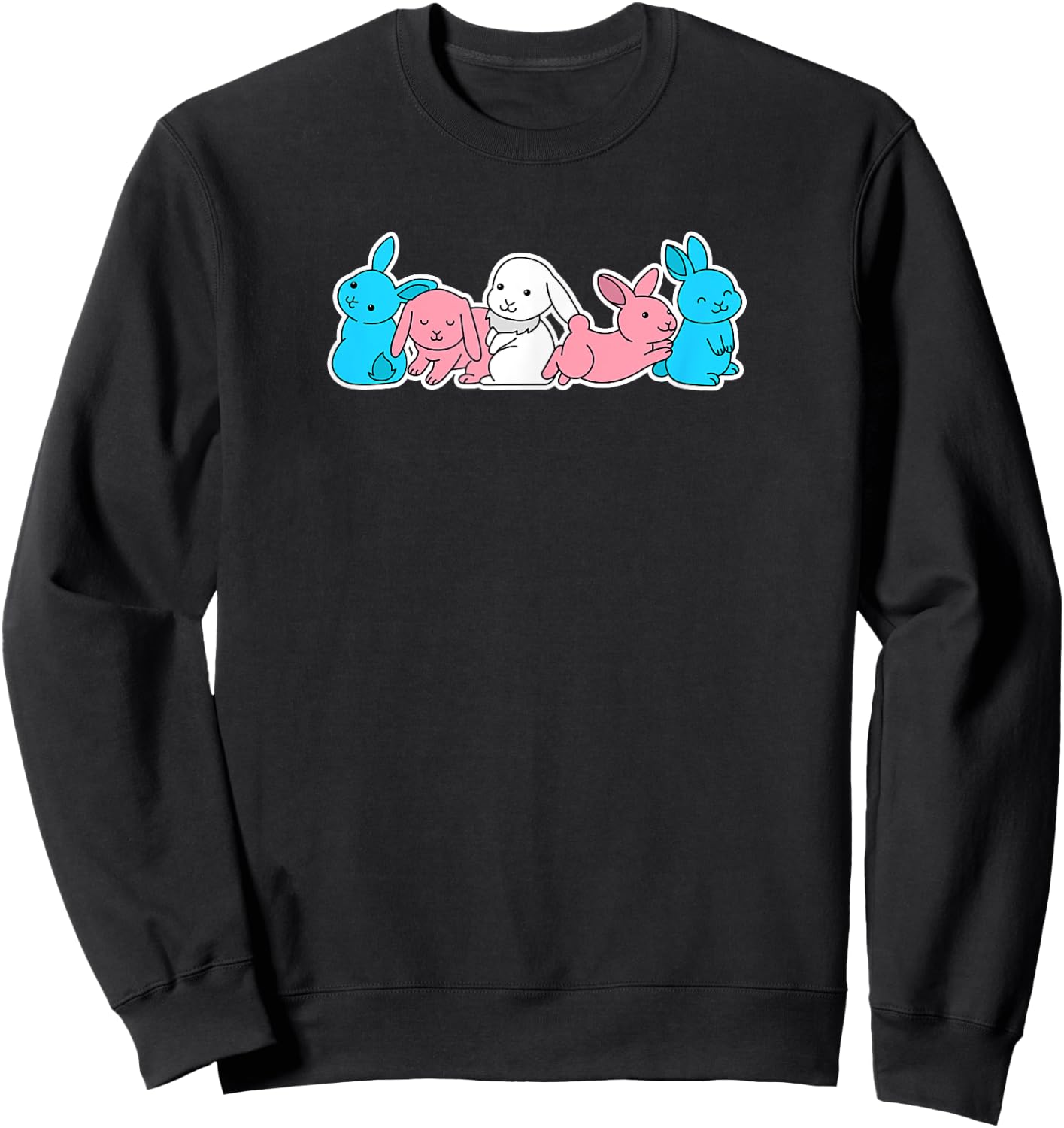 Trans Flag Bunny Design for proud Trans People Sweatshirt - Sweatshirt | Black