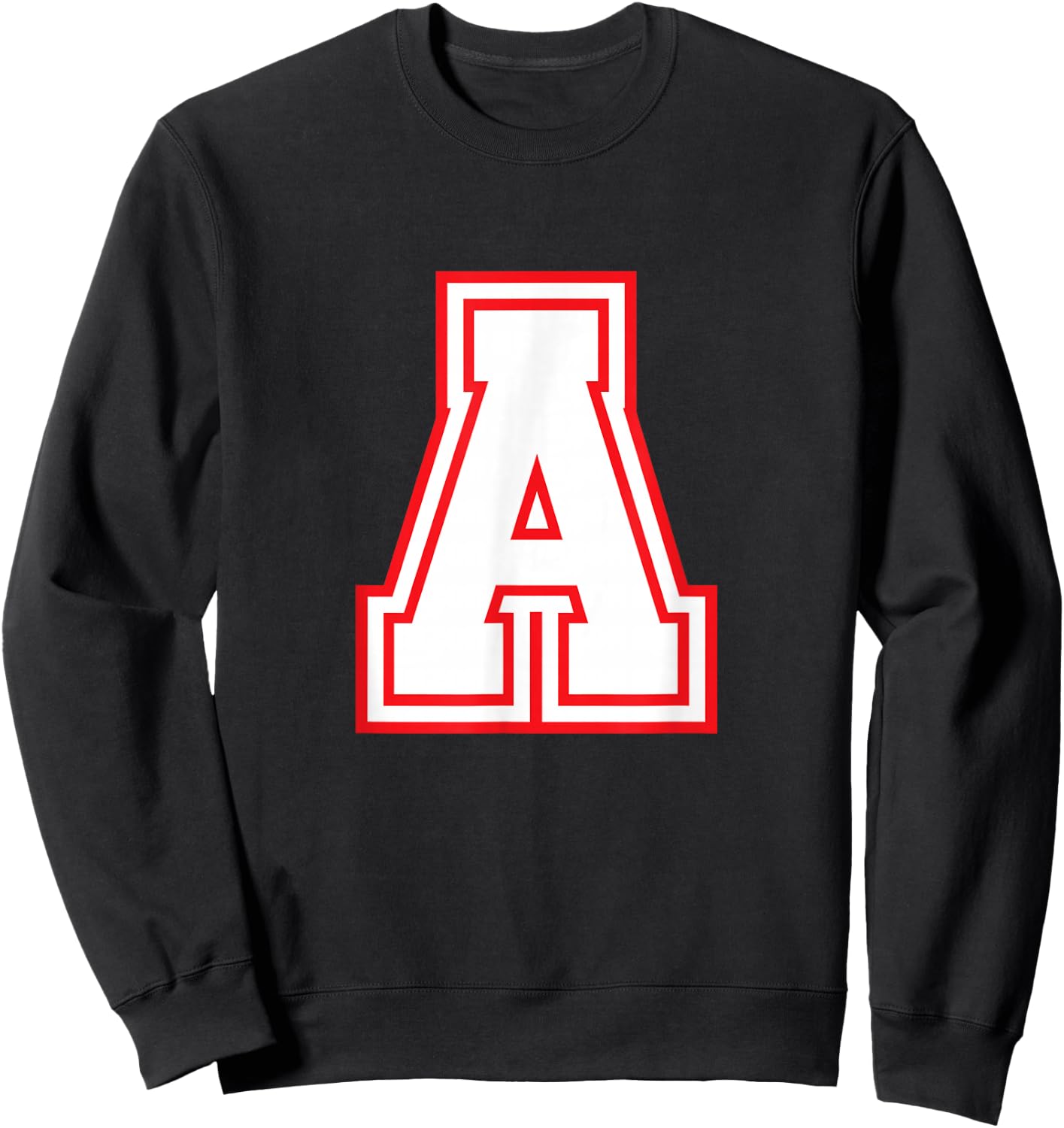 Letter A Red Monogram Initial Sweatshirt - Sweatshirt | Black