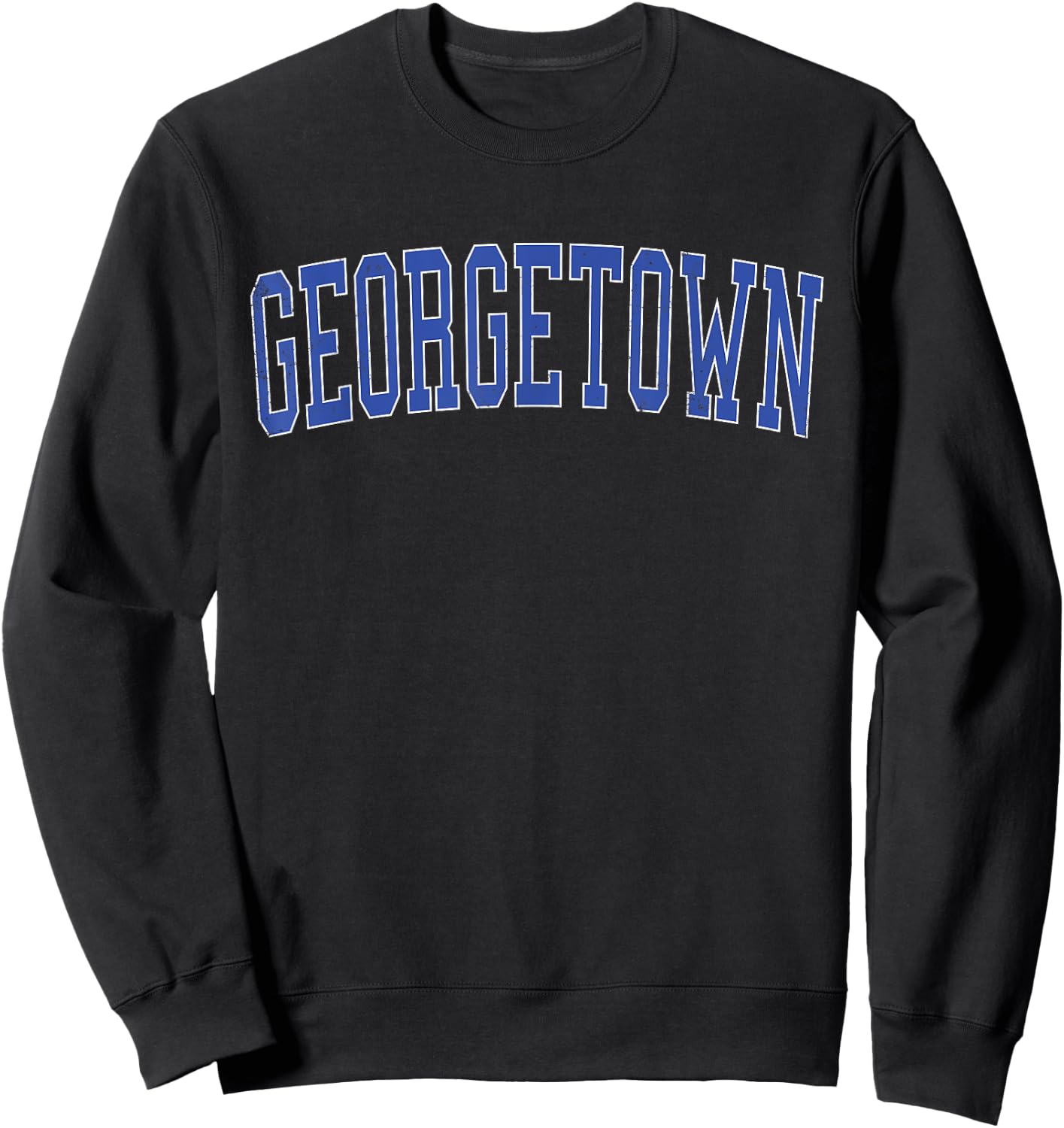 Vintage Georgetown TX Distressed Blue Varsity Style Sweatshirt - Sweatshirt | Black