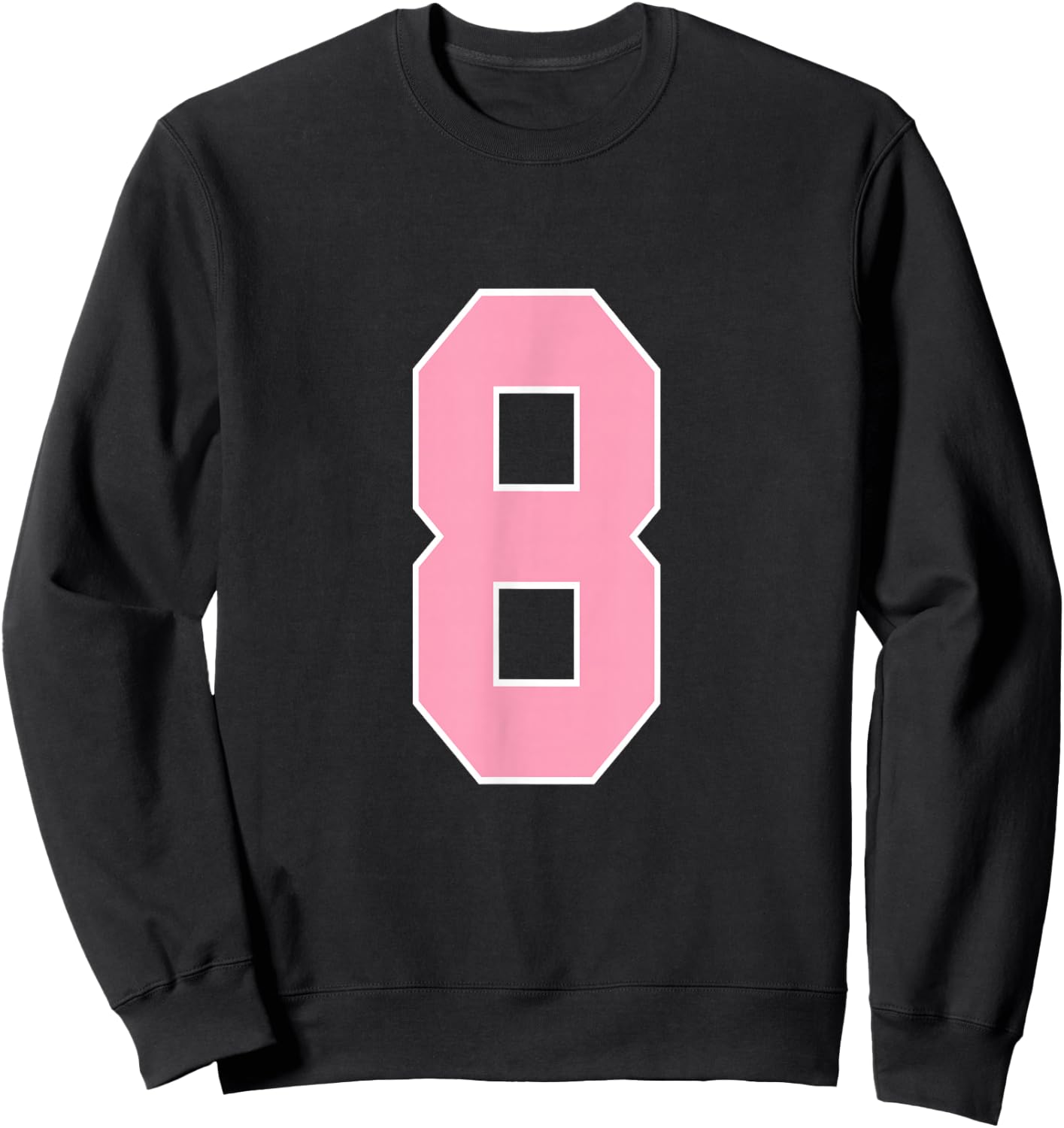 Number 8 Shirt Pink Football Basketball Breast Cancer Aware Sweatshirt - Sweatshirt | Black