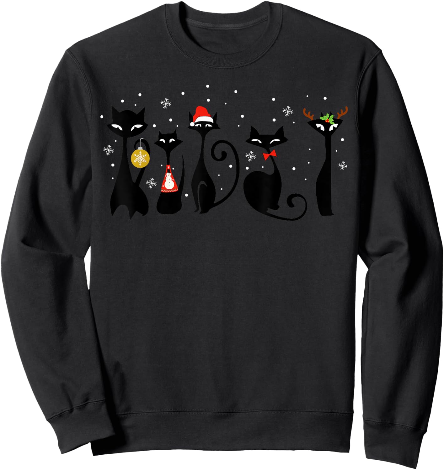 Mid Century Modern Look Cats Christmas Retro 50s 60s Xmas Sweatshirt - Sweatshirt | Black