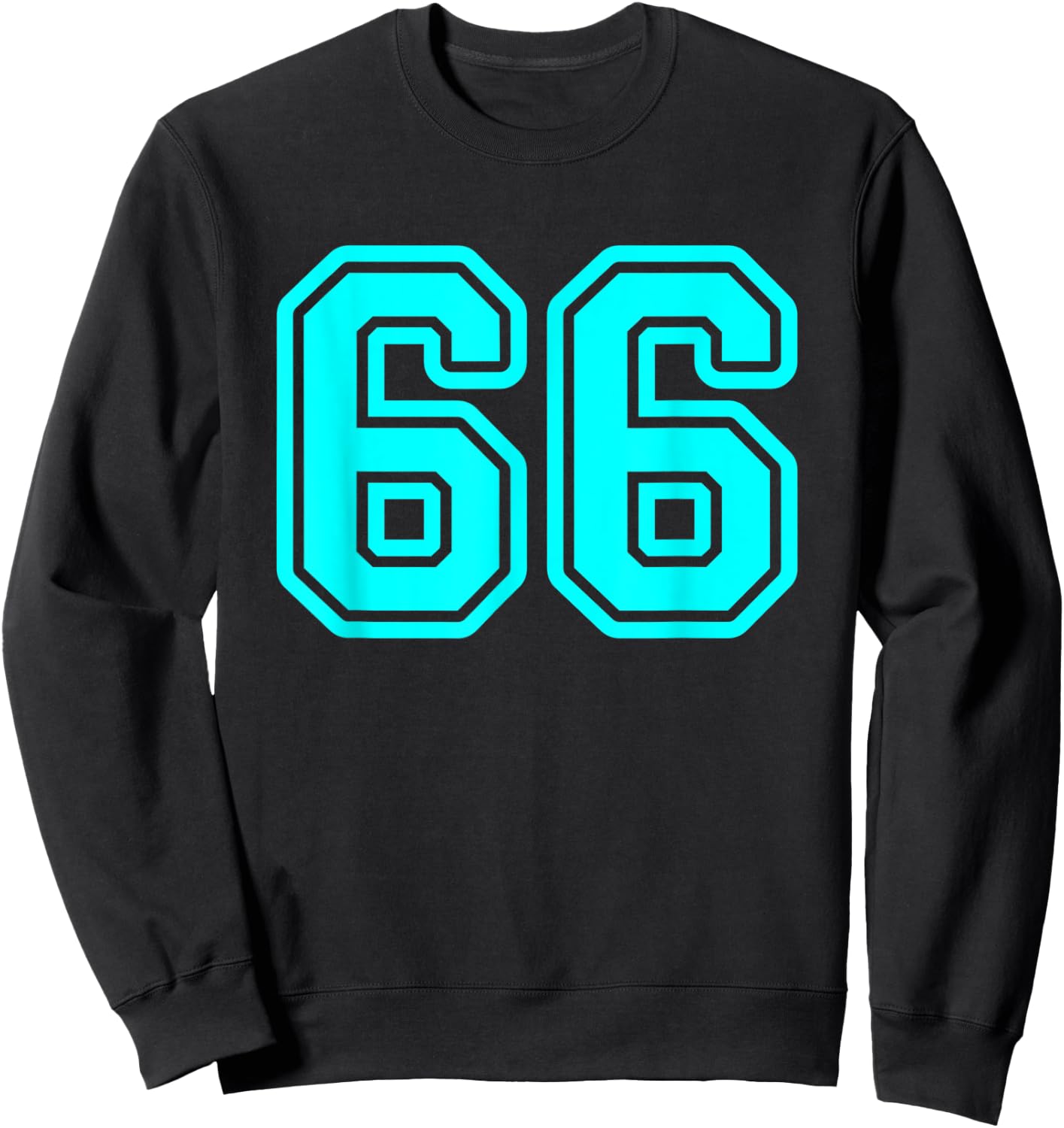 Jersey #66 Cyan Sports Team Jersey Number 66 Sweatshirt - Sweatshirt | Black