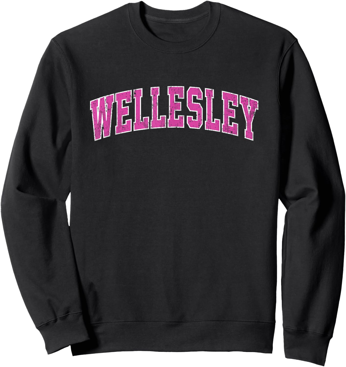 Wellesley Massachusetts MA Vintage Sports Design Pink Design Sweatshirt - Sweatshirt | Black