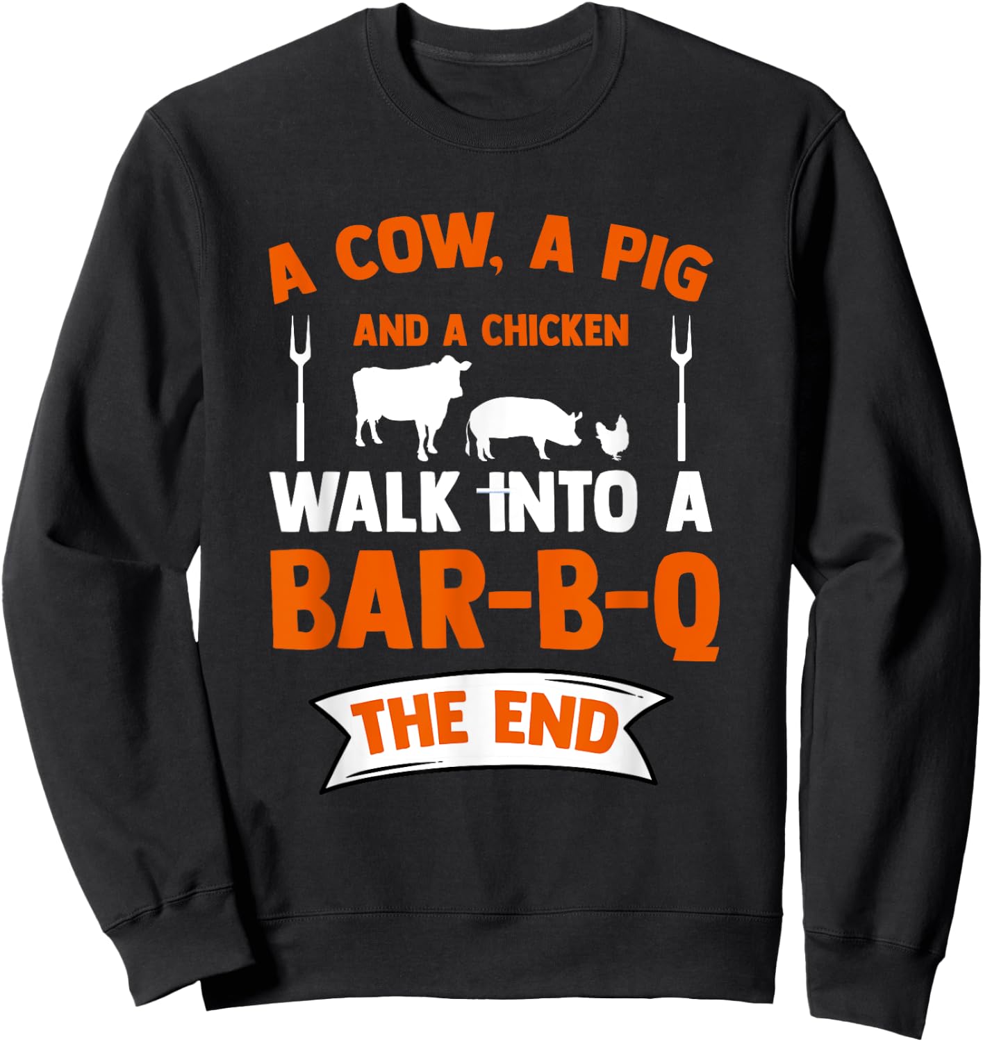 Smoke Grill Cow Pig Chicken Bar-B-Q Grilling Food Sweatshirt - Sweatshirt | Black