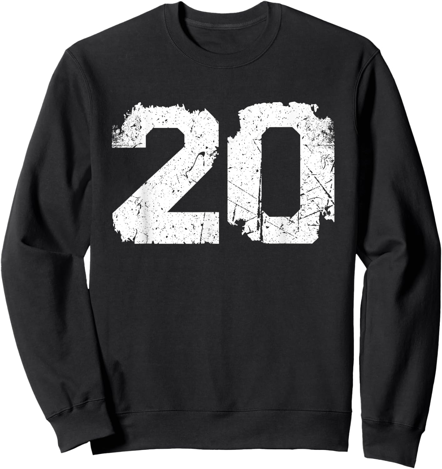 Number #20 Sport Vintage White Varsity Number Sweatshirt - Sweatshirt | Black