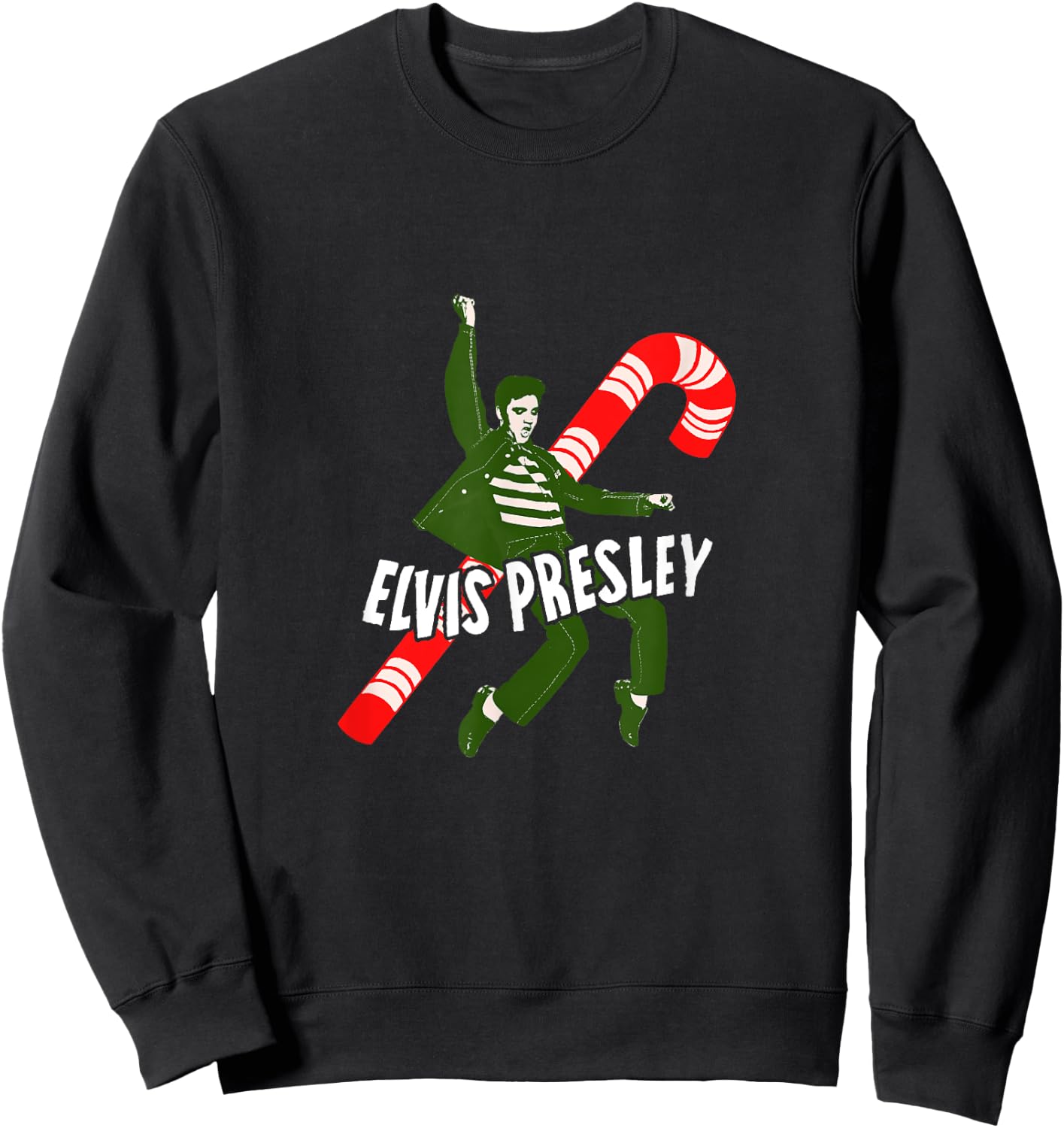 Elvis Candy Cane Sweatshirt - Sweatshirt | Black