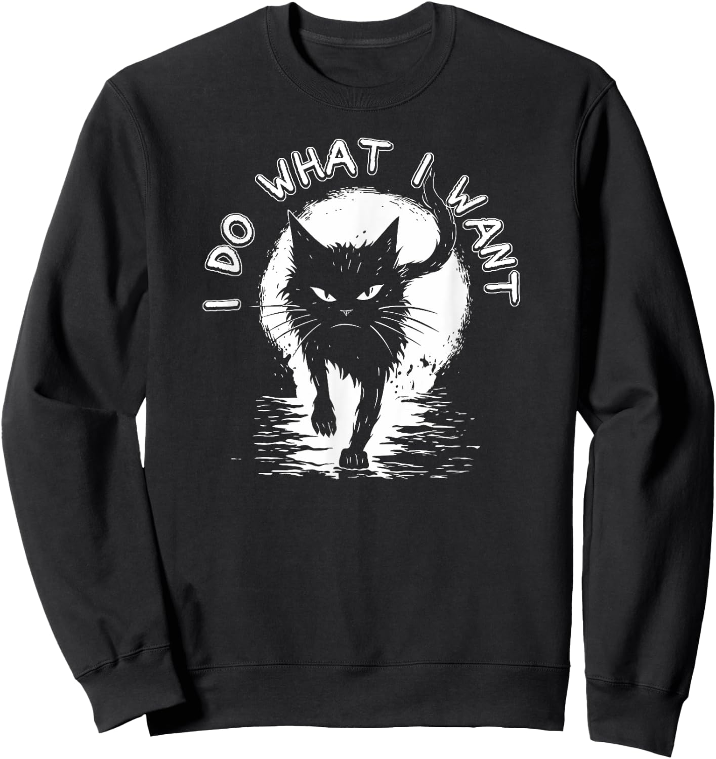 Cat Crazy Halloween Text Design Kitty Feral Stray Cat Women Sweatshirt - Sweatshirt | Black