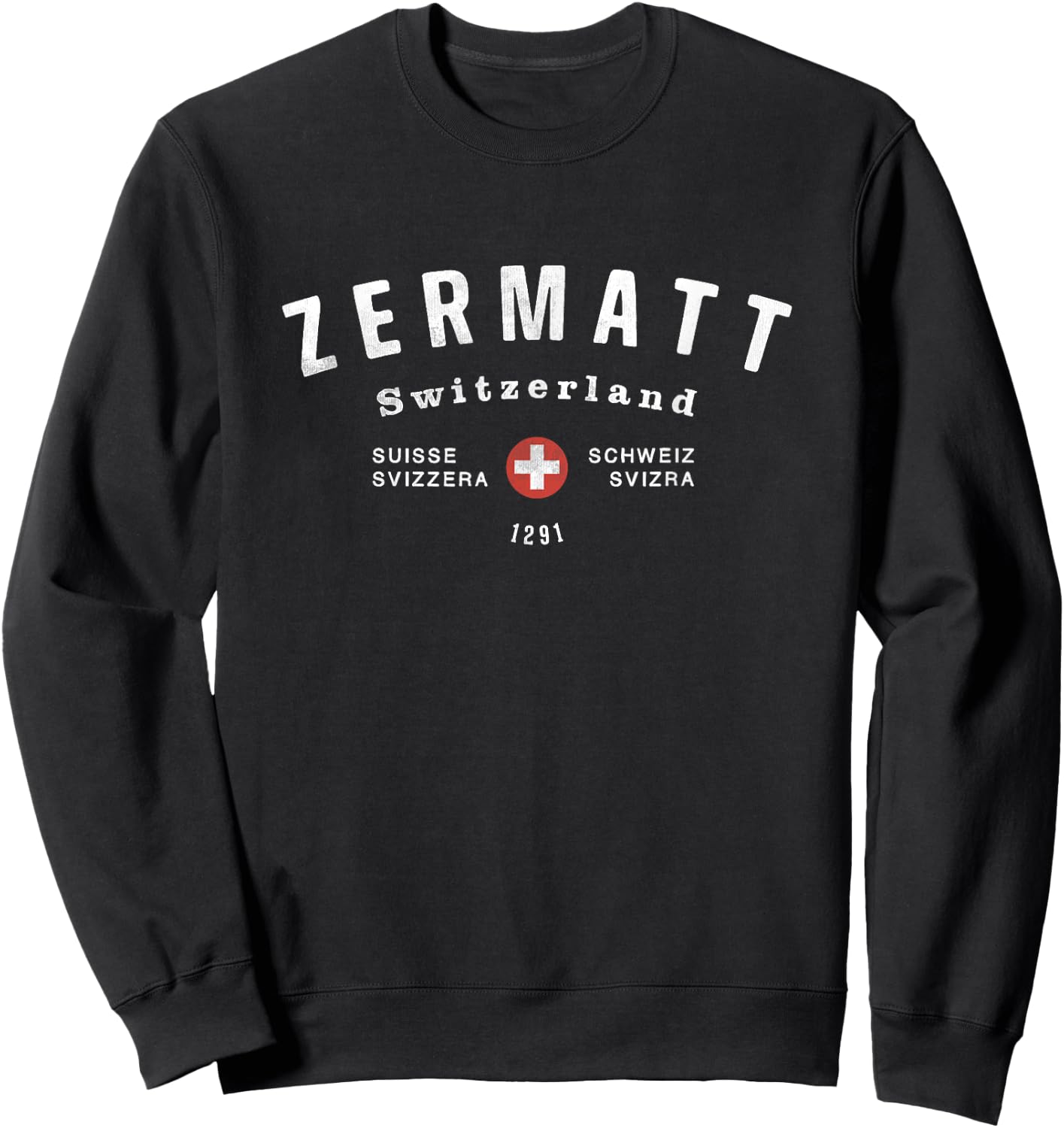 Matterhorn Zermatt Swiss Old School Sweatshirt - Sweatshirt | Black