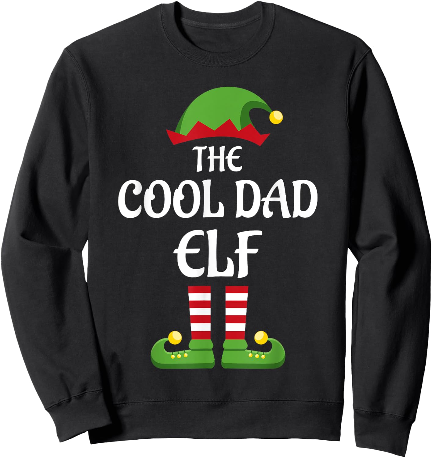 Cool Dad Elf Family Matching Group Christmas Sweatshirt - Sweatshirt | Black