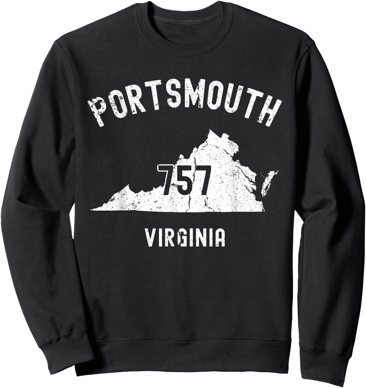 Portsmouth Virginia VA 757 Vintage Athletic Style Sweatshirt - Sweatshirt | Black