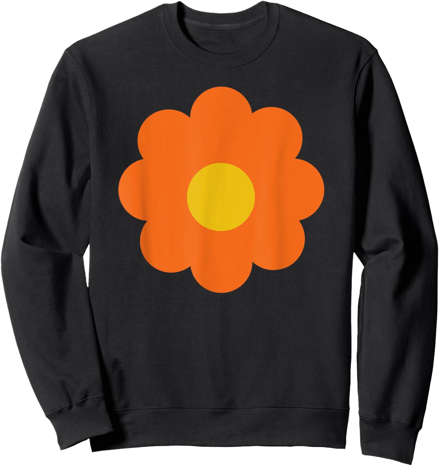 Comic Flower in Orange Art Graphic Women Children Sweatshirt - Sweatshirt | Black