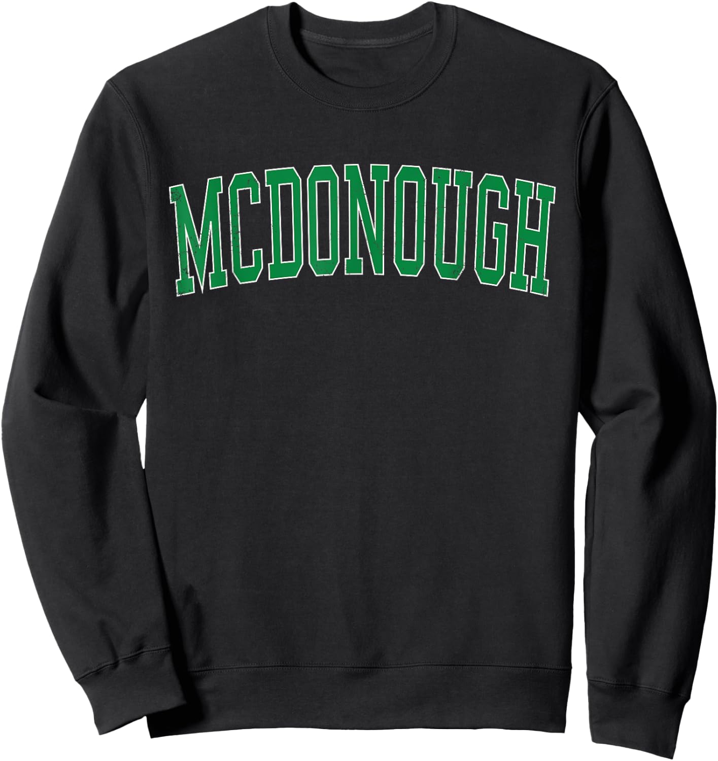 Vintage McDonough GA Distressed Green Varsity Style Sweatshirt - Sweatshirt | Black
