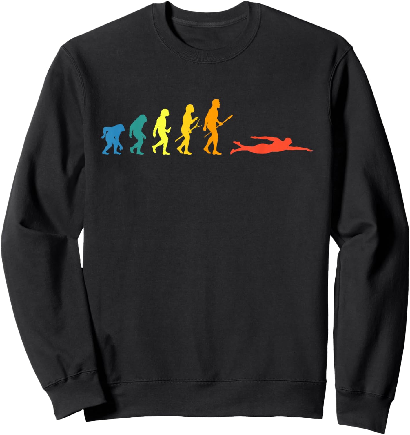 Retro Swimming Evolution For Swimmers Summer Water Lovers Sweatshirt - Sweatshirt | Black