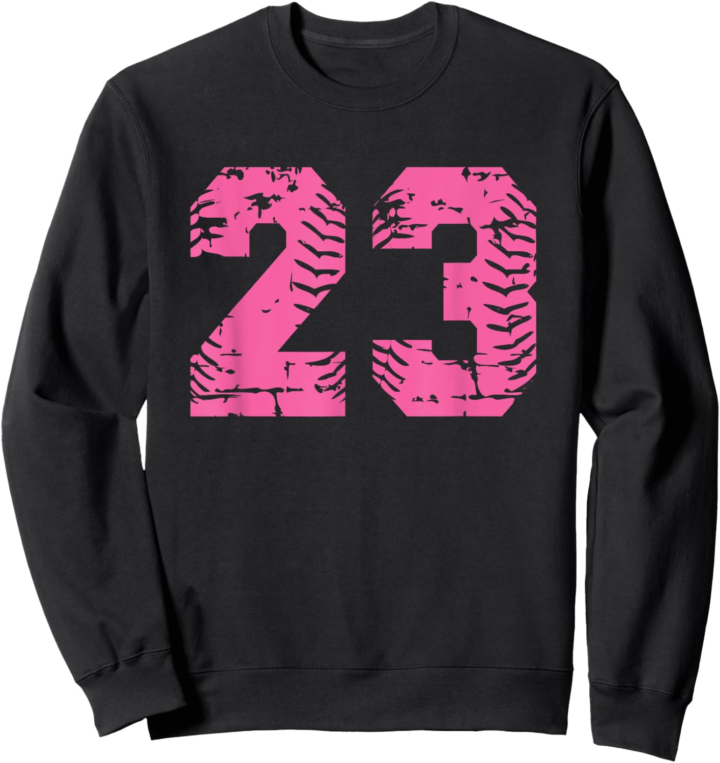Baseball Softball Number #23 Pink Grunge Number Sweatshirt - Sweatshirt | Black